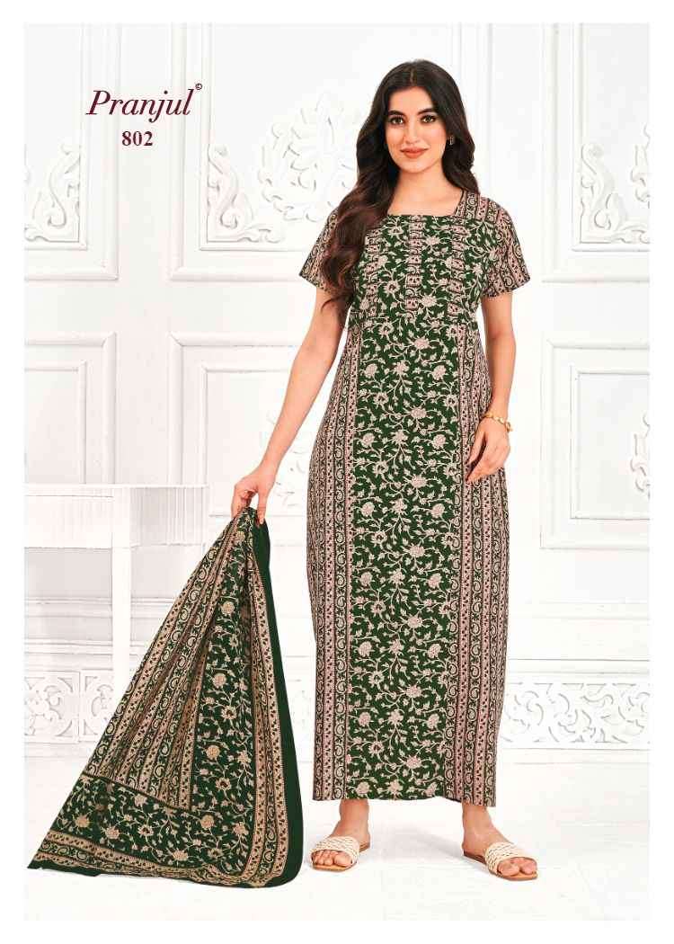 Pranjul Pratishtha Vol-8 Cotton Nighties With Dupatta (24 pcs Catalogue)