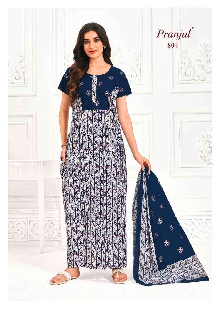 Pranjul Pratishtha Vol-8 Cotton Nighties With Dupatta (24 pcs Catalogue)