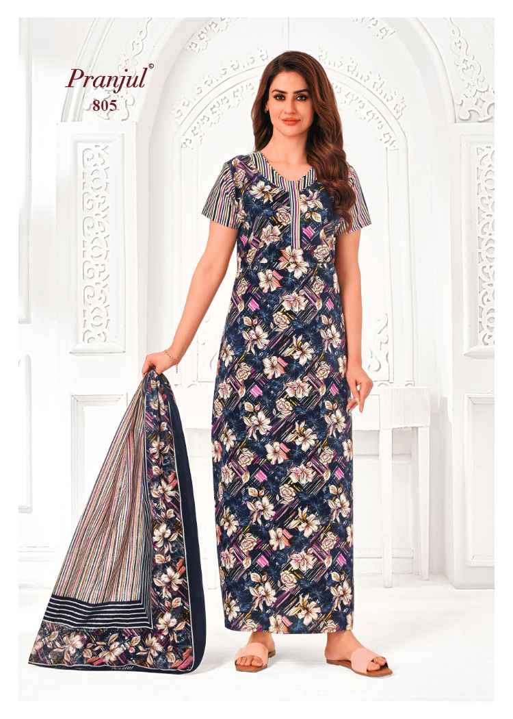 Pranjul Pratishtha Vol-8 Cotton Nighties With Dupatta (24 pcs Catalogue)