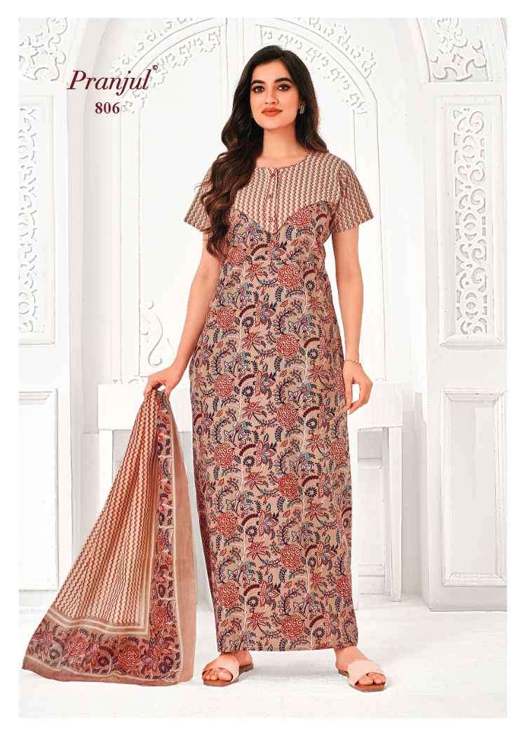 Pranjul Pratishtha Vol-8 Cotton Nighties With Dupatta (24 pcs Catalogue)