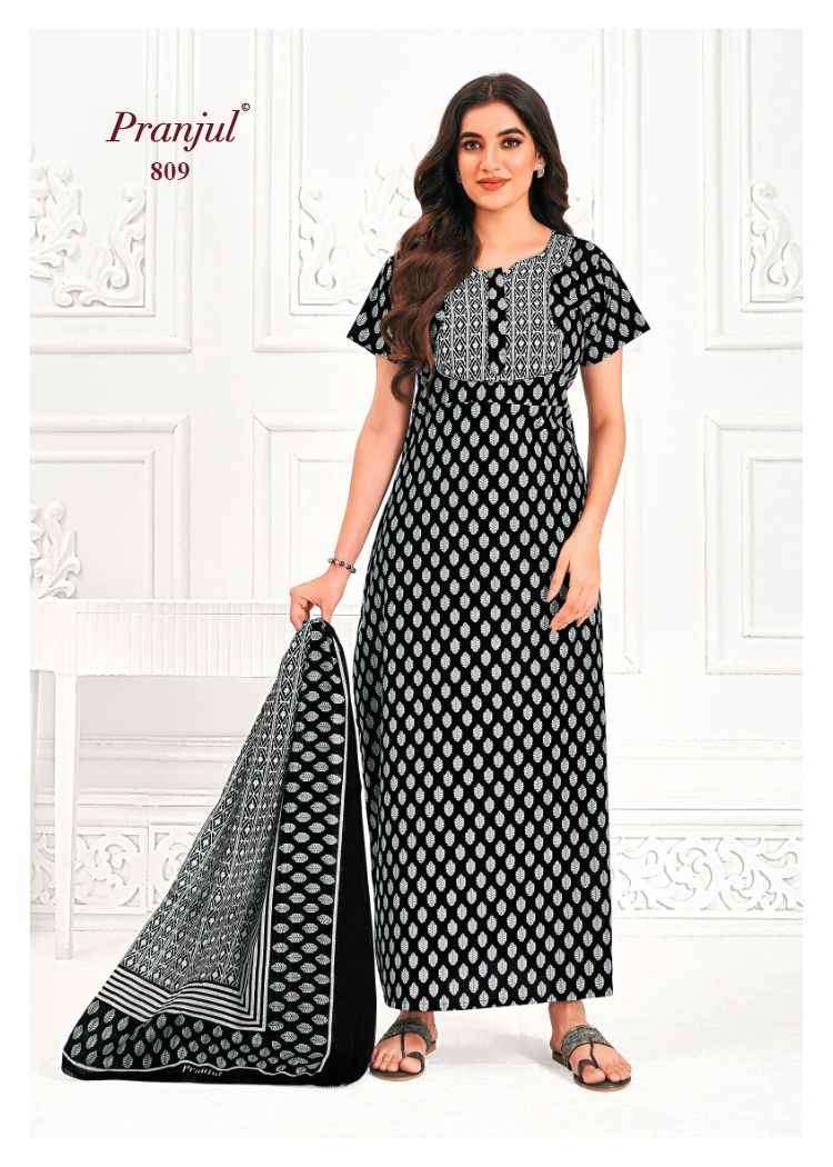 Pranjul Pratishtha Vol-8 Cotton Nighties With Dupatta (24 pcs Catalogue)