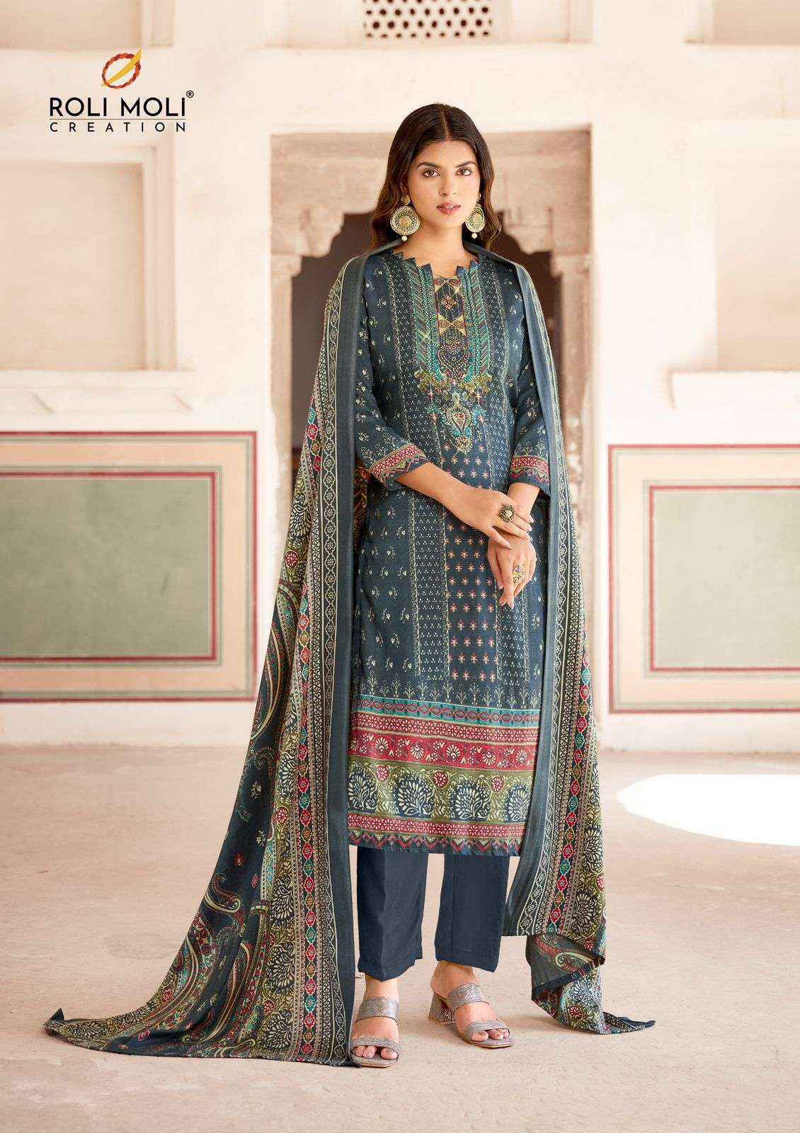 Roli Moli Aayat Pashmina Dress Material (8 pcs Catalogue)
