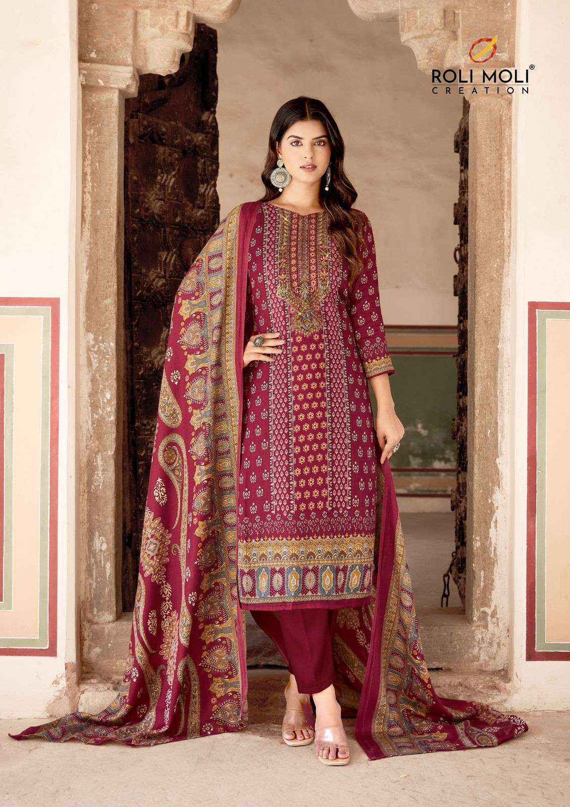 Roli Moli Aayat Pashmina Dress Material (8 pcs Catalogue)