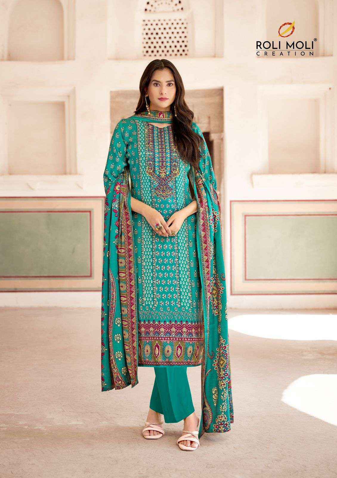 Roli Moli Aayat Pashmina Dress Material (8 pcs Catalogue)