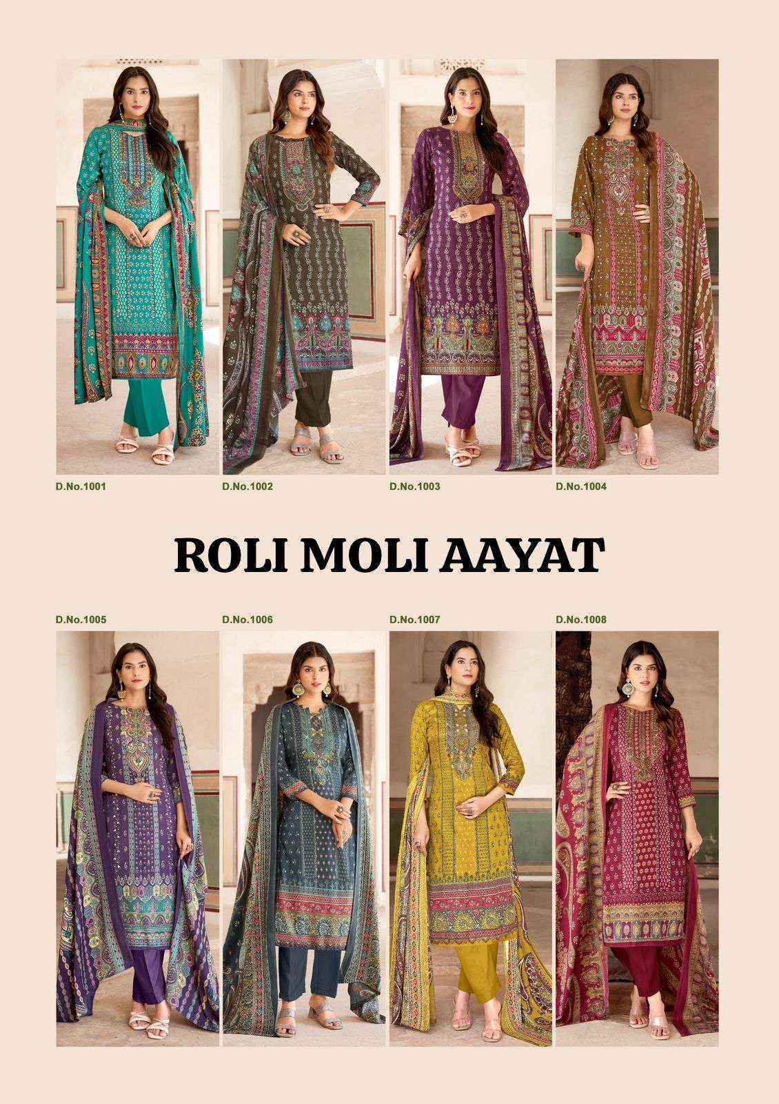 Roli Moli Aayat Pashmina Dress Material (8 pcs Catalogue)