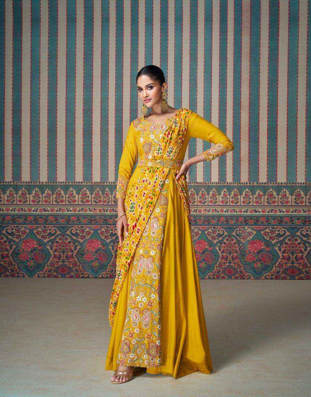 Sayuri Designer Ethnic Readymade Chinon Silk Dress Wholesale Online Mumbai