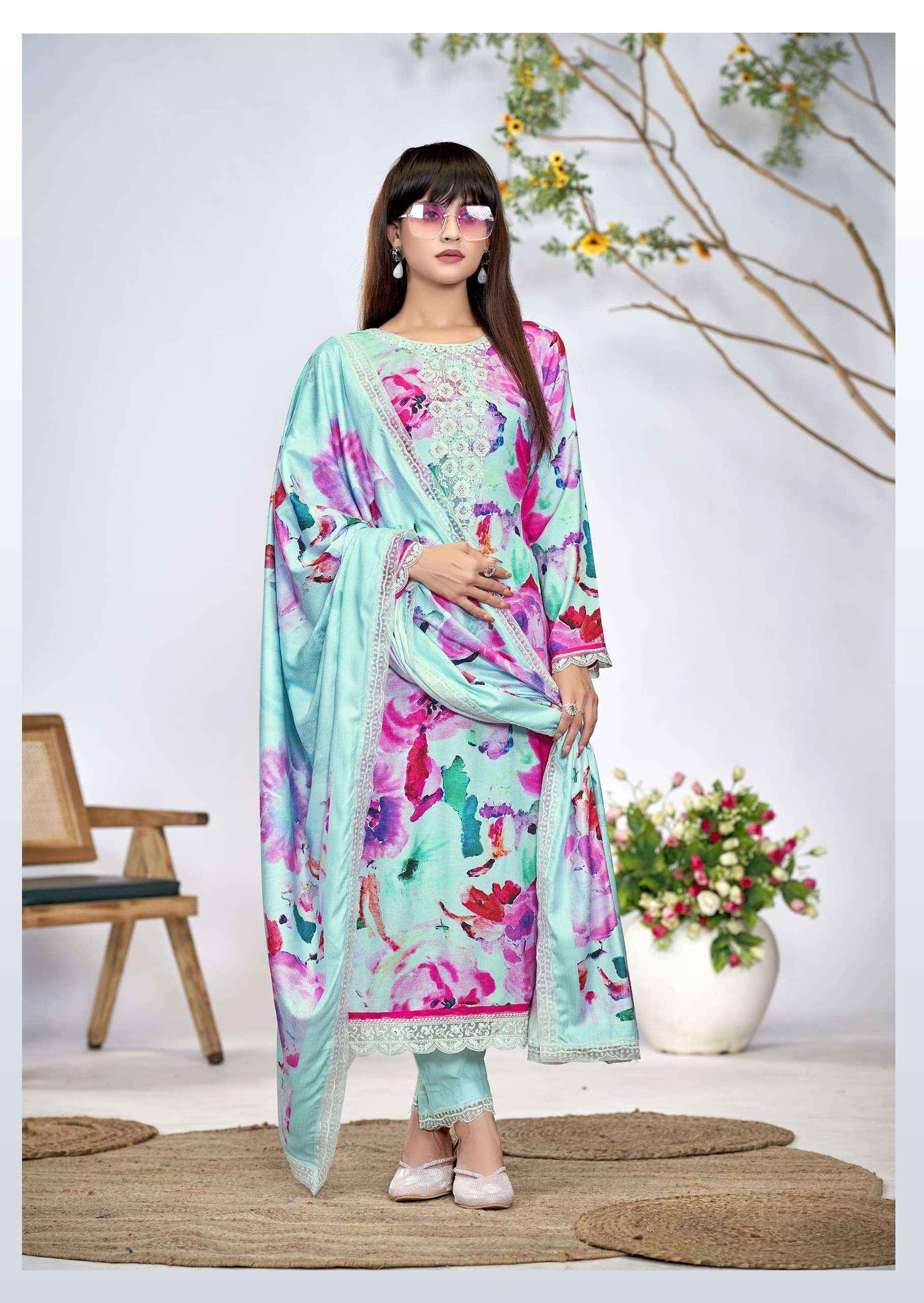 The Hermitage Shop Kashmiri Garden Lawn Cotton Dress Material (6 pcs Catalogue)