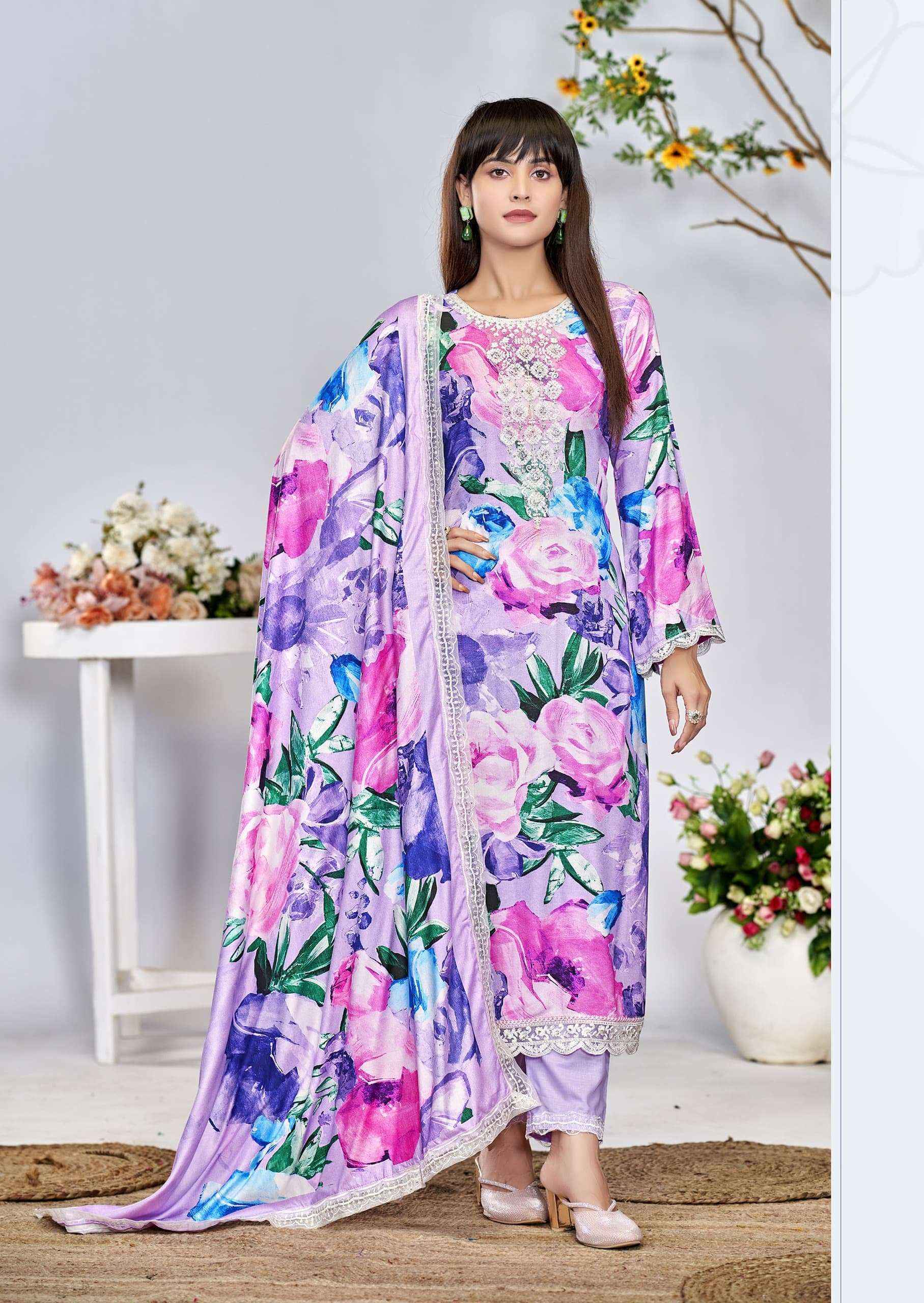 The Hermitage Shop Kashmiri Garden Lawn Cotton Dress Material (6 pcs Catalogue)