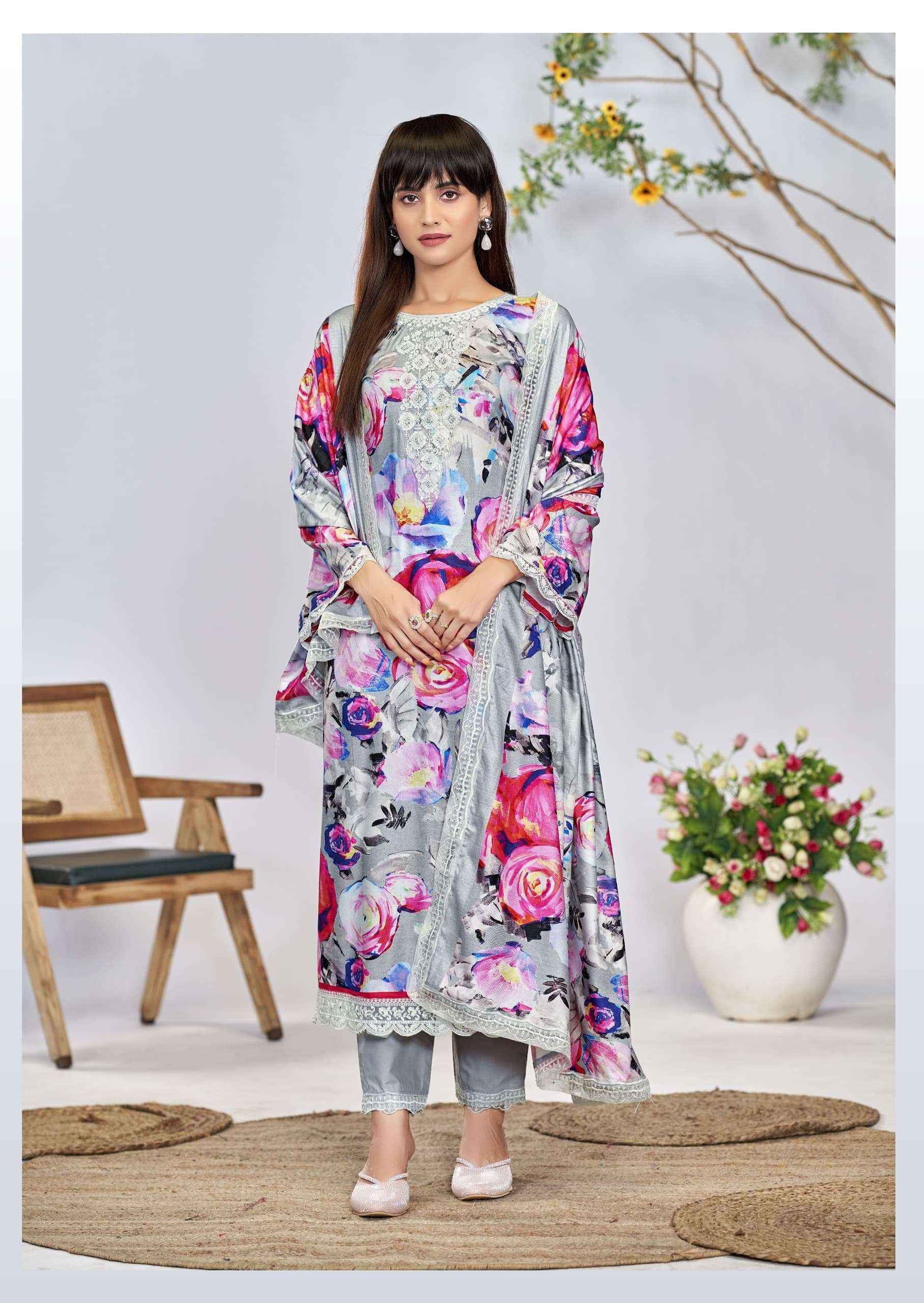 The Hermitage Shop Kashmiri Garden Lawn Cotton Dress Material (6 pcs Catalogue)