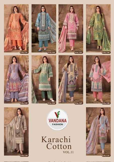Vandana Fashion Karachi Cotton Vol 11 Cotton Dress Material 10 pcs Catalogue