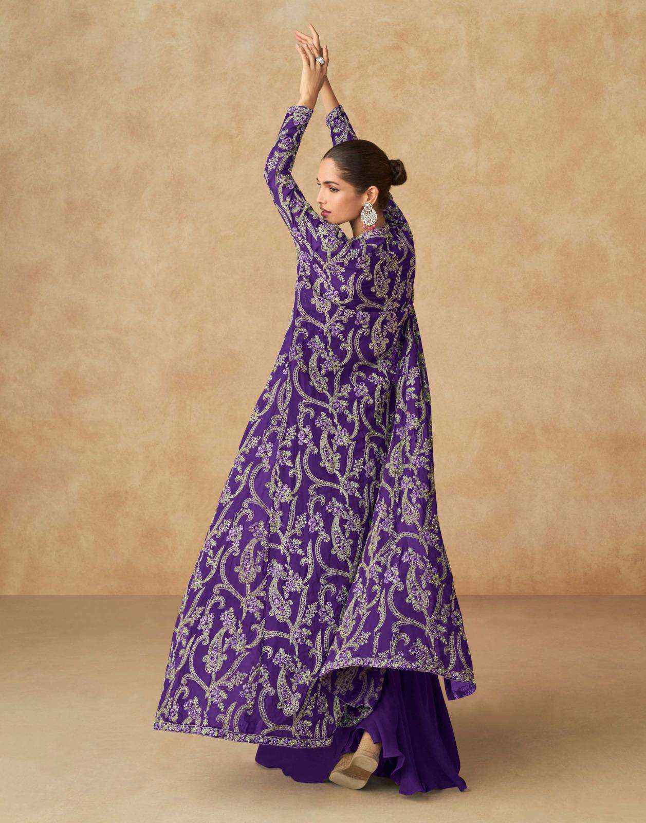 Aashirwad Creation Purple Readymade Georgette Dress (4 pcs Catalogue)