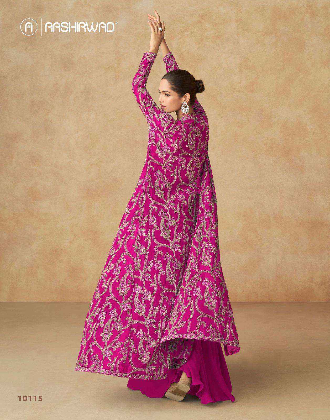 Aashirwad Creation Purple Readymade Georgette Dress (4 pcs Catalogue)
