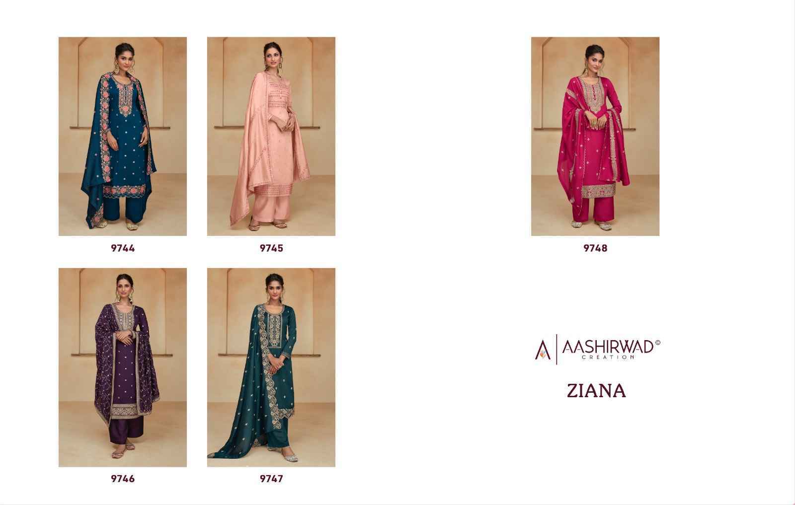 Aashirwad Creation Ziana Readymade Silk Dress (5 pcs Catalogue)