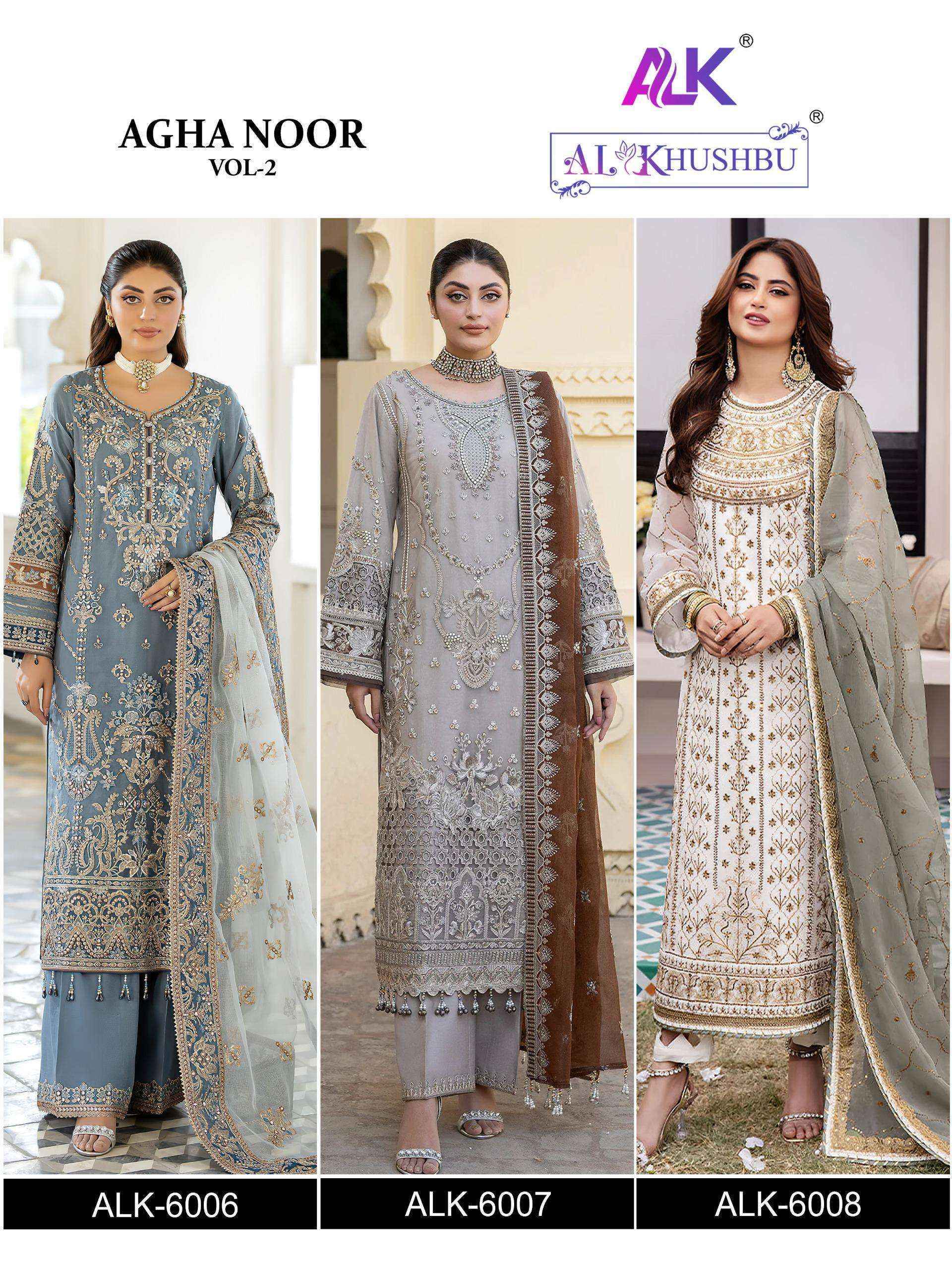 Al Khushbu Agha Noor-2 Georgette Dress Madterial (3 pcs Catalogue)