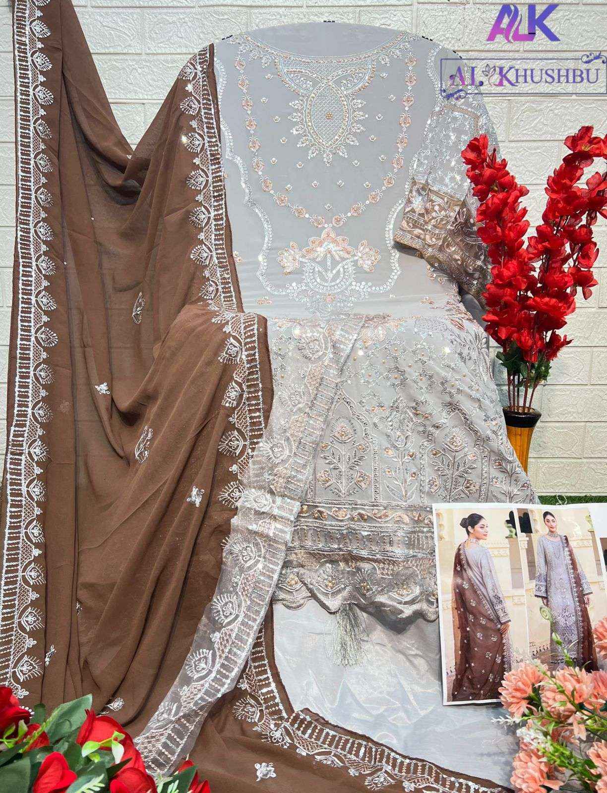 Al Khushbu Agha Noor-2 Georgette Dress Madterial (3 pcs Catalogue)