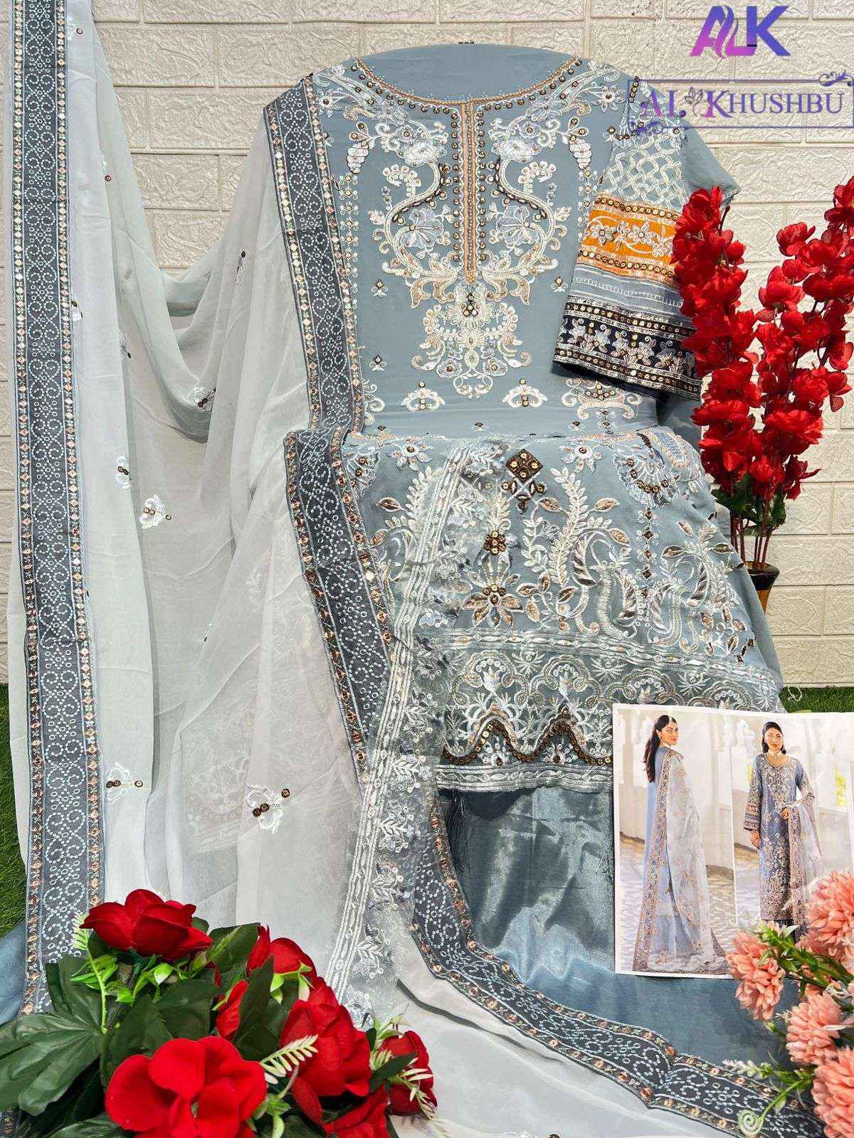 Al Khushbu Agha Noor-2 Georgette Dress Madterial (3 pcs Catalogue)