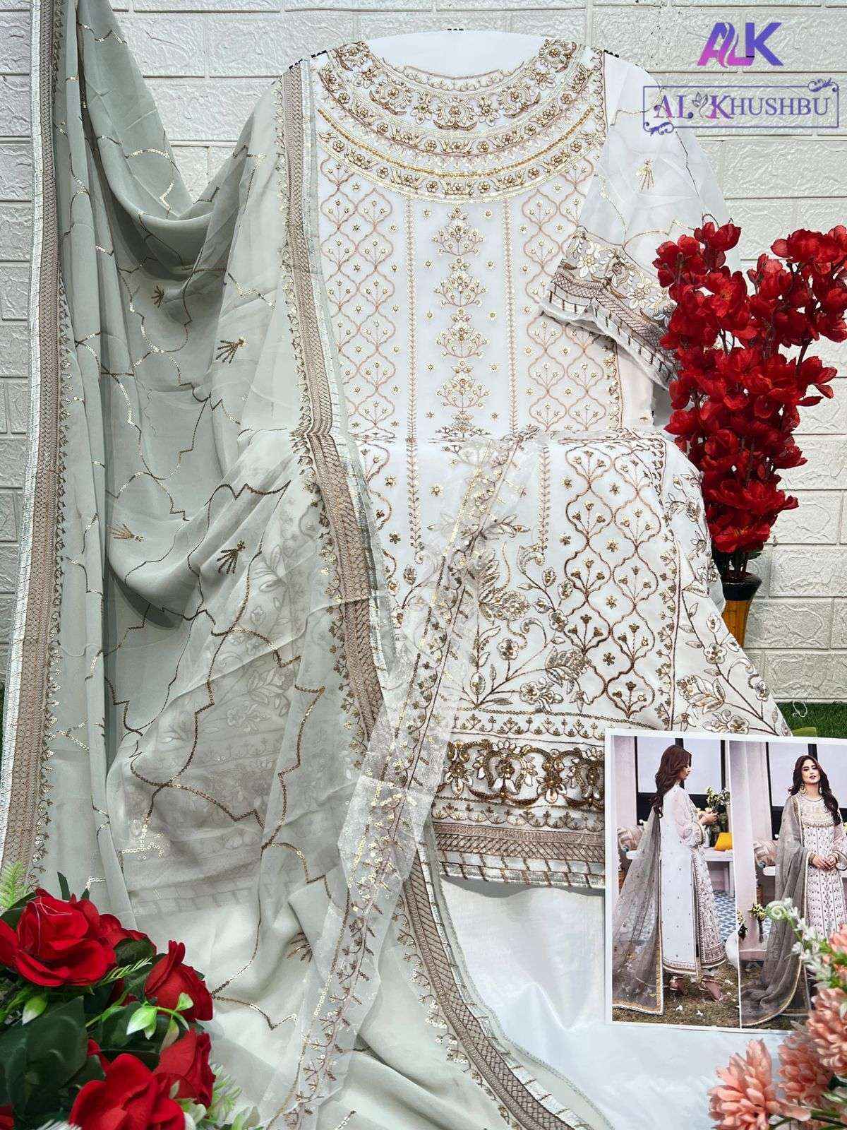 Al Khushbu Agha Noor-2 Georgette Dress Madterial (3 pcs Catalogue)