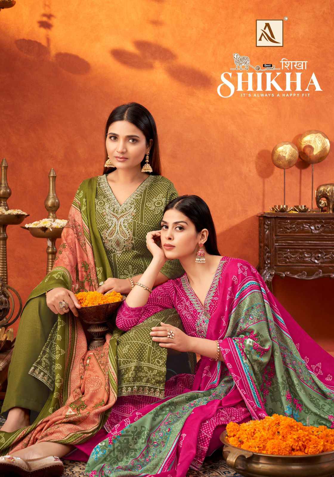 Alok Shikha Premium Woolen Pashmina Dress Material (8 Pc Catalog)