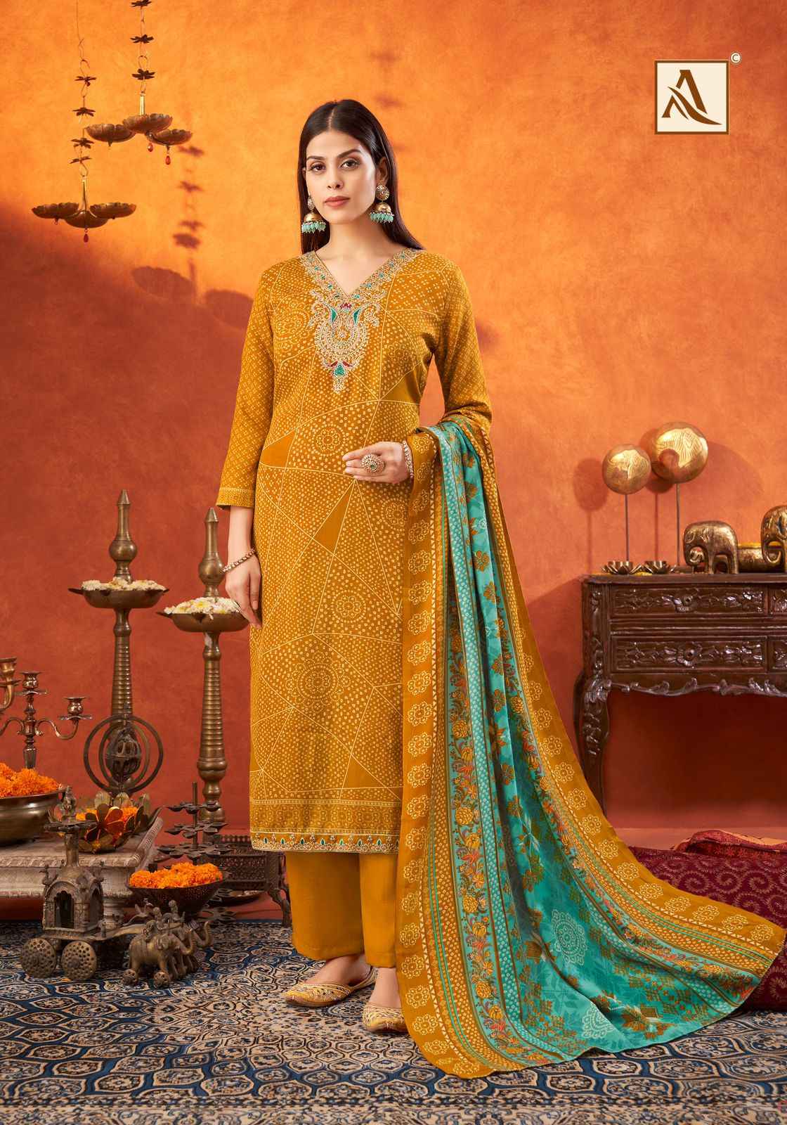 Alok Shikha Premium Woolen Pashmina Dress Material (8 Pc Catalog)