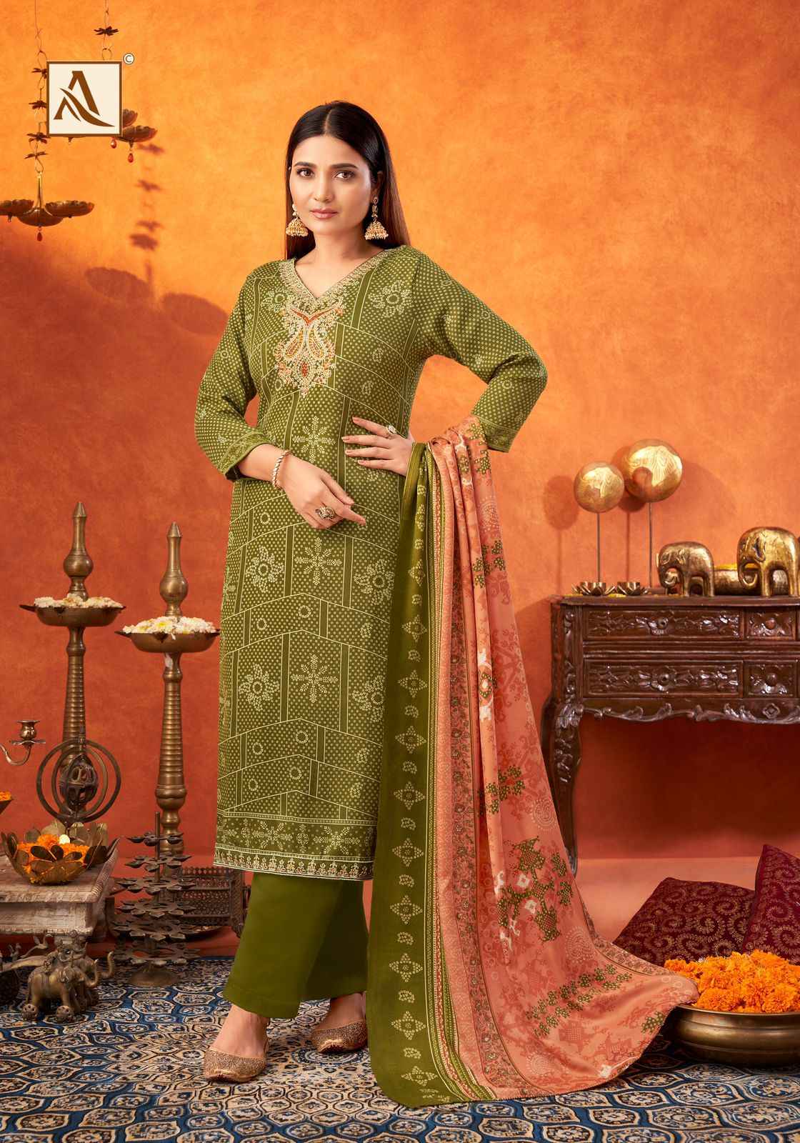 Alok Shikha Premium Woolen Pashmina Dress Material (8 Pc Catalog)