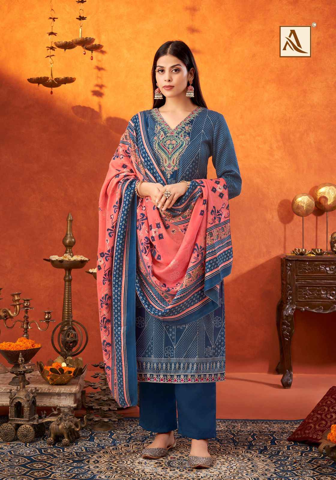 Alok Shikha Premium Woolen Pashmina Dress Material (8 Pc Catalog)