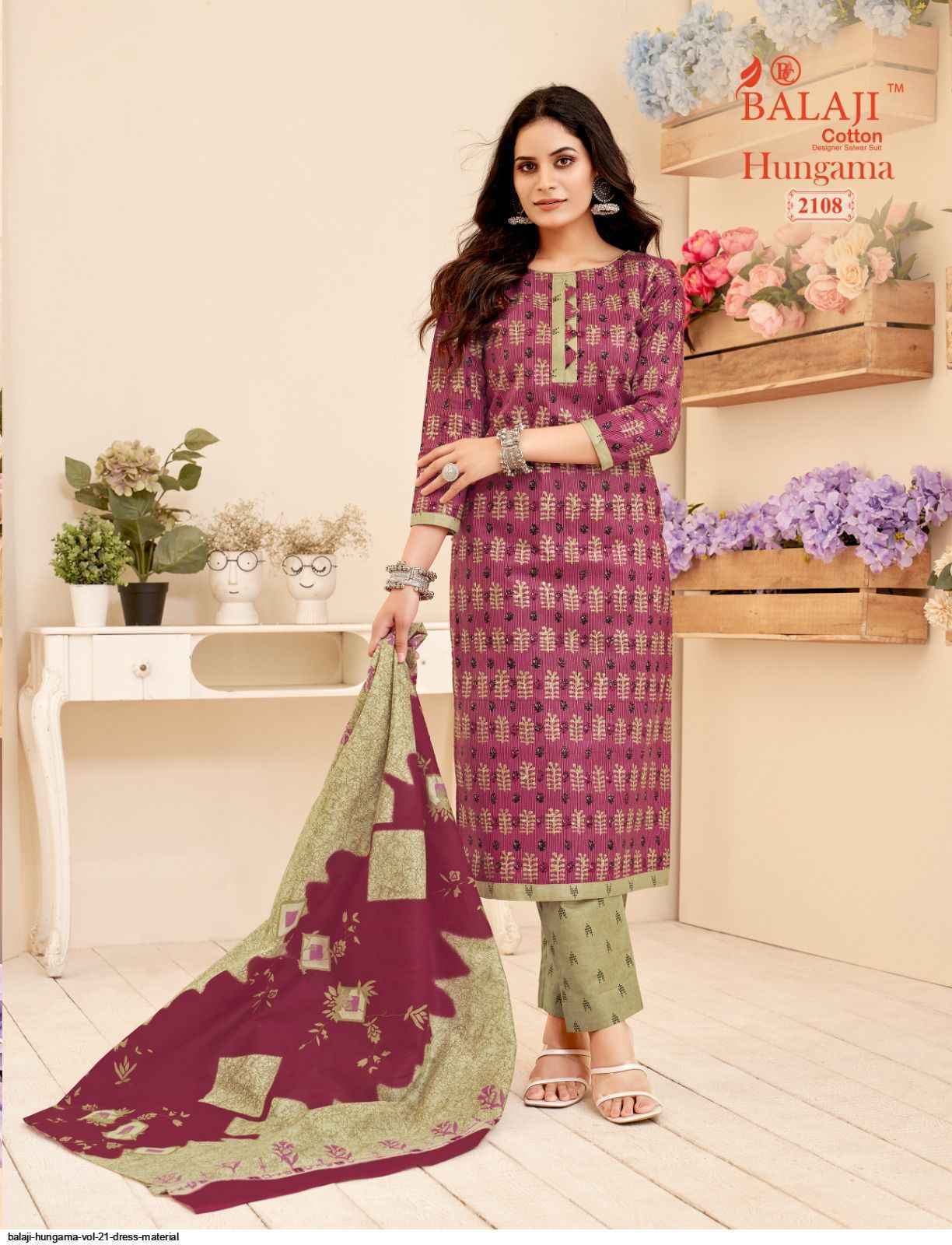 Balaji Hangama Vol-21 Cotton Dress Material (12 pcs Catalogue)