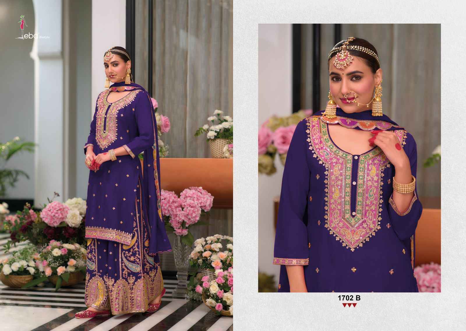 Eba Lifestyle Safroon Vol-3 Colour Edition Gold Readymade Chinon Dress (5 pcs Catalogue)