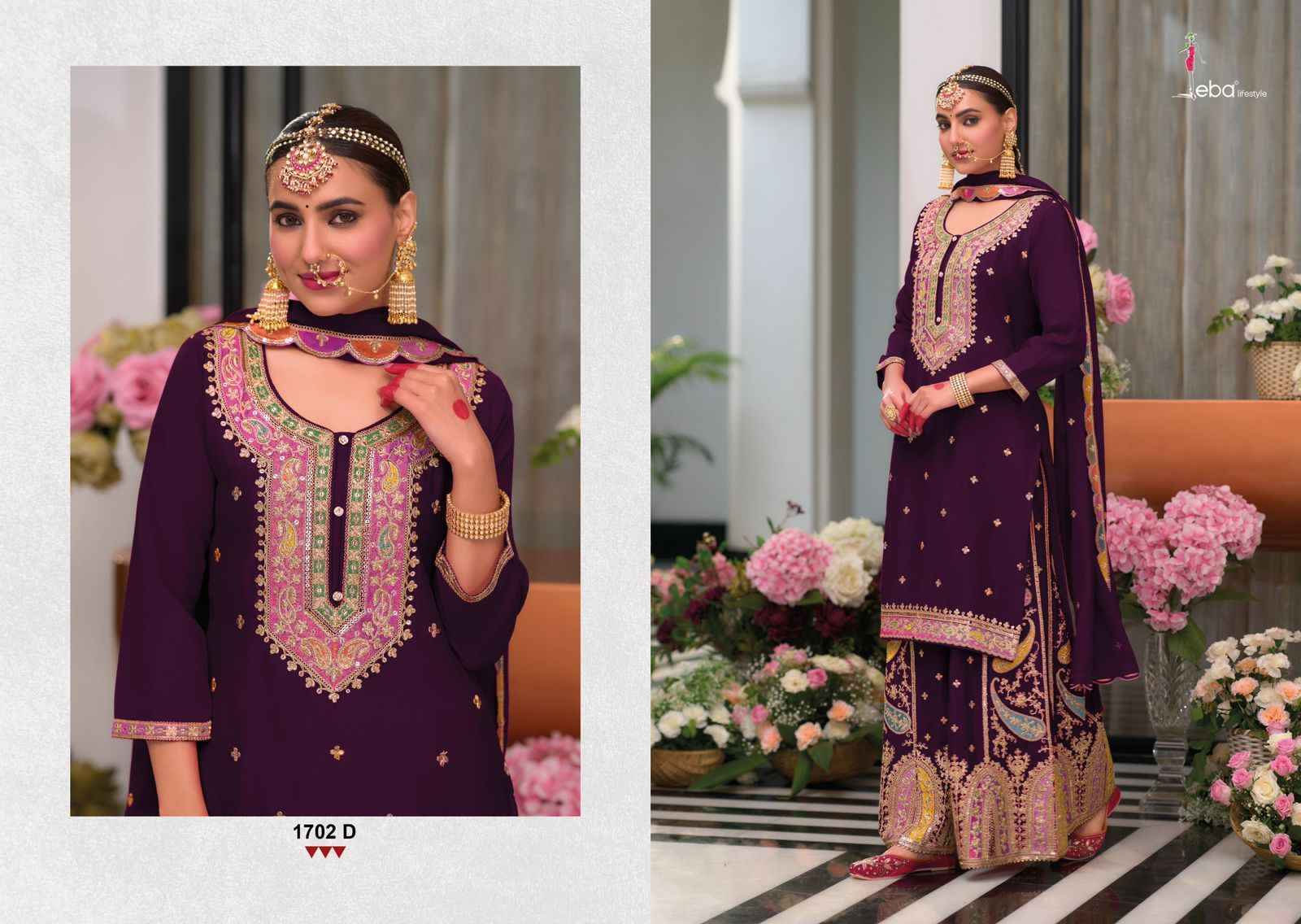 Eba Lifestyle Safroon Vol-3 Colour Edition Gold Readymade Chinon Dress (5 pcs Catalogue)