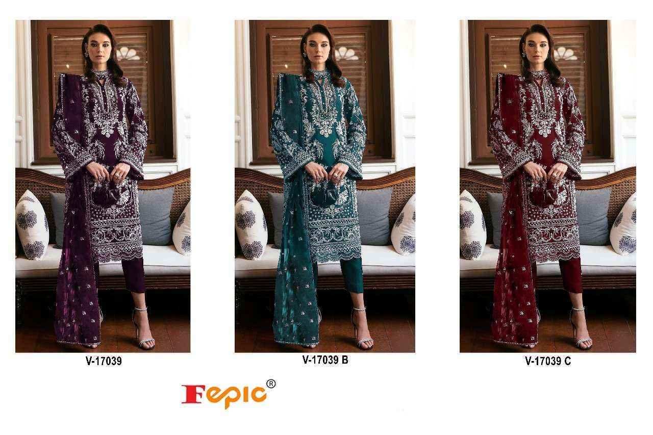 Fepic Rosemeen C 17039 Velvet Dress Material 3 pcs Catalogue