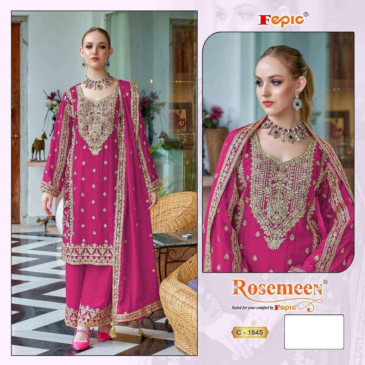 Fepic Rosemeen C-1845 Chinon Dress Material (3 pcs Catalogue)