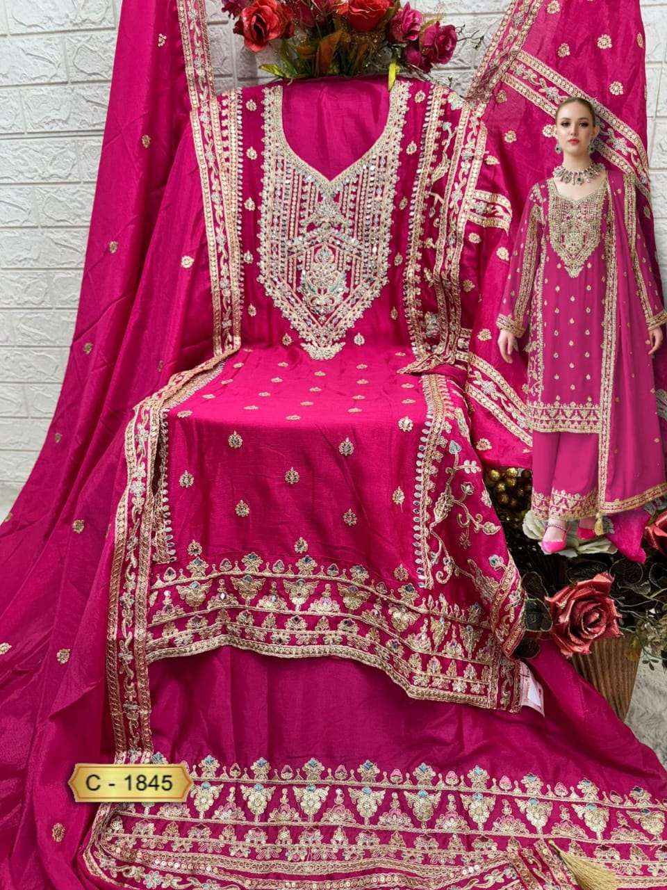 Fepic Rosemeen C-1845 Chinon Dress Material (3 pcs Catalogue)