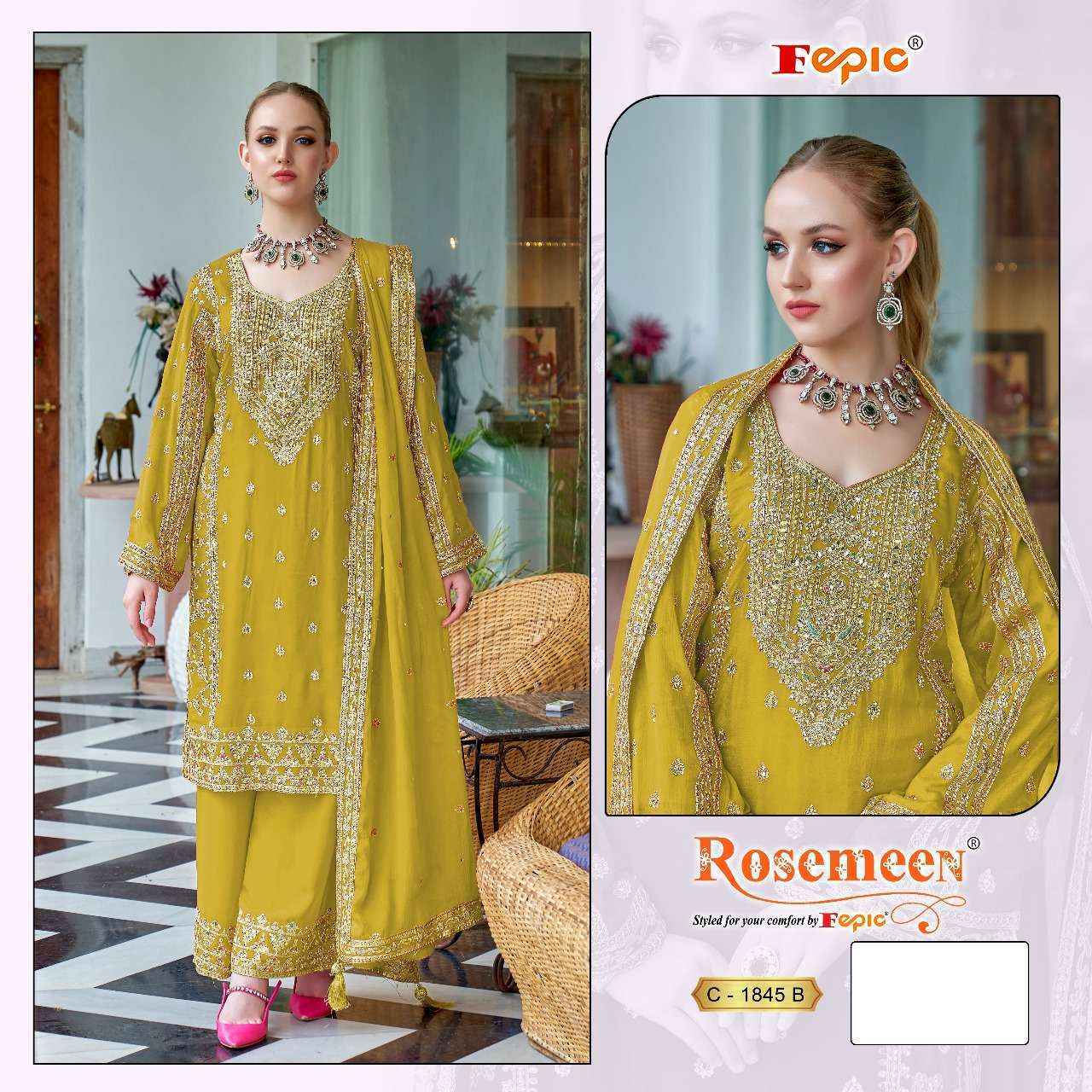 Fepic Rosemeen C-1845 Chinon Dress Material (3 pcs Catalogue)