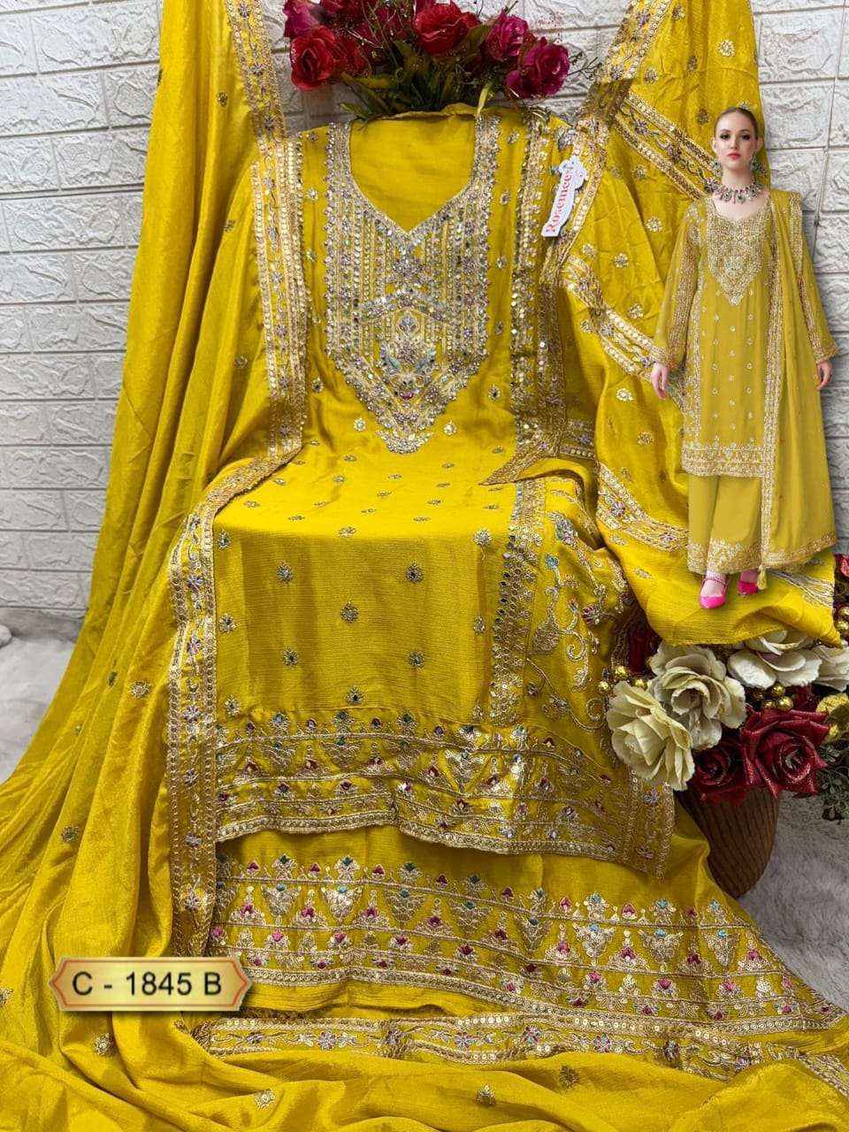 Fepic Rosemeen C-1845 Chinon Dress Material (3 pcs Catalogue)