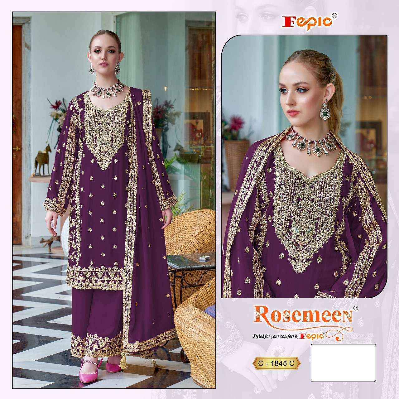 Fepic Rosemeen C-1845 Chinon Dress Material (3 pcs Catalogue)