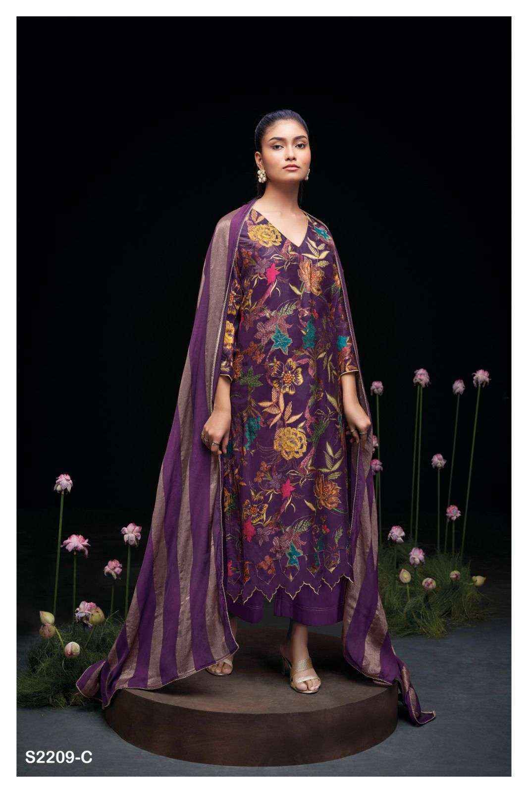 Ganga Aiko Russian Silk Dress Material (3 pcs Catalogue)