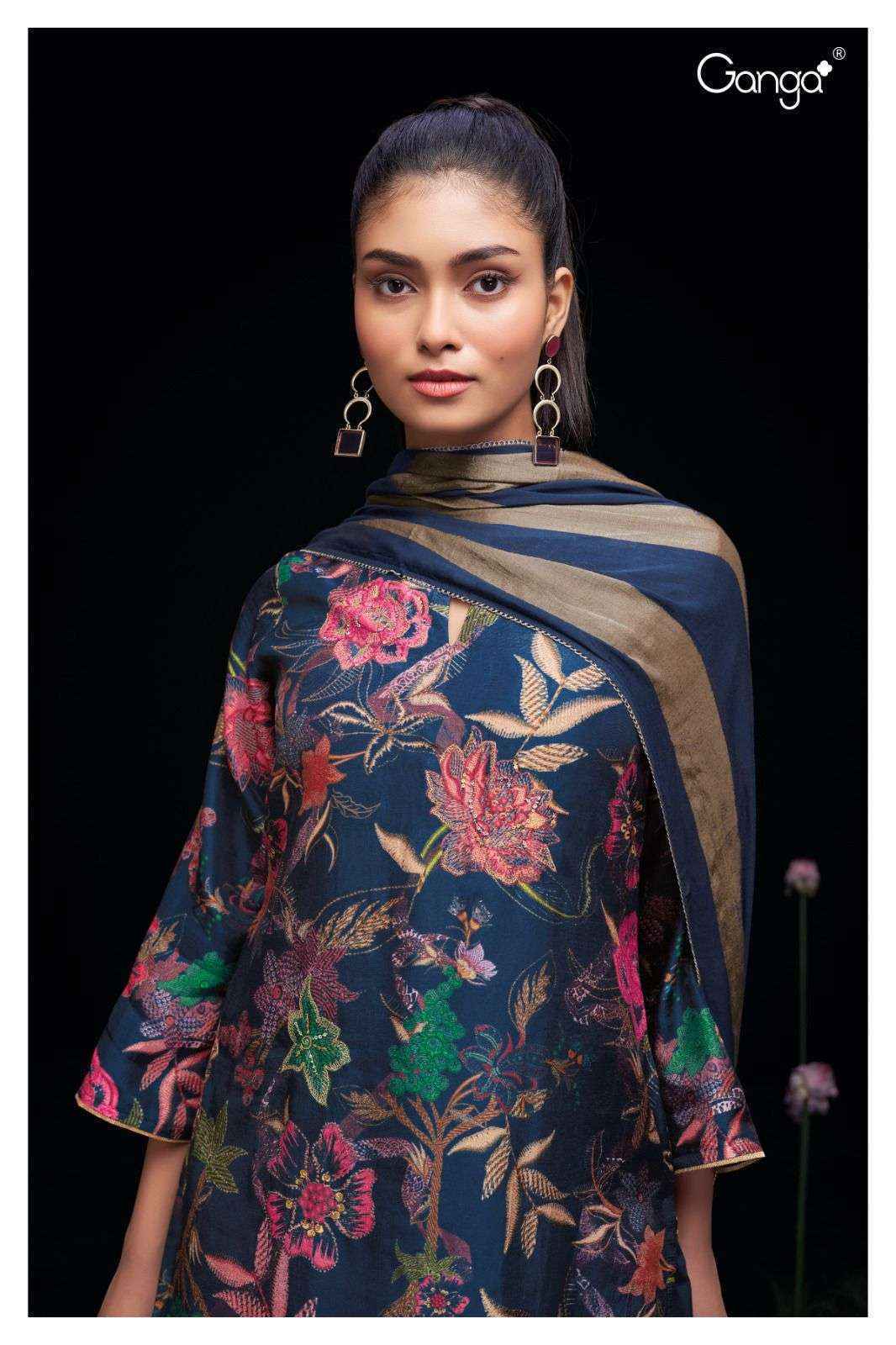 Ganga Aiko Russian Silk Dress Material (3 pcs Catalogue)