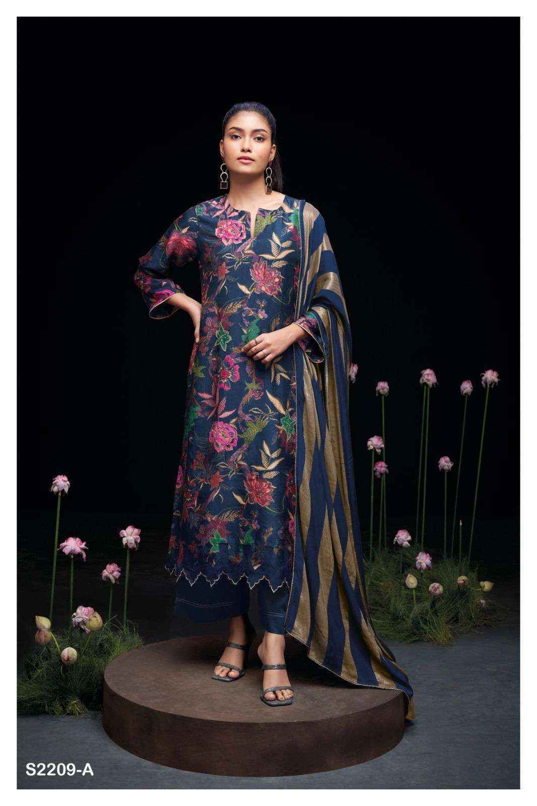 Ganga Aiko Russian Silk Dress Material (3 pcs Catalogue)