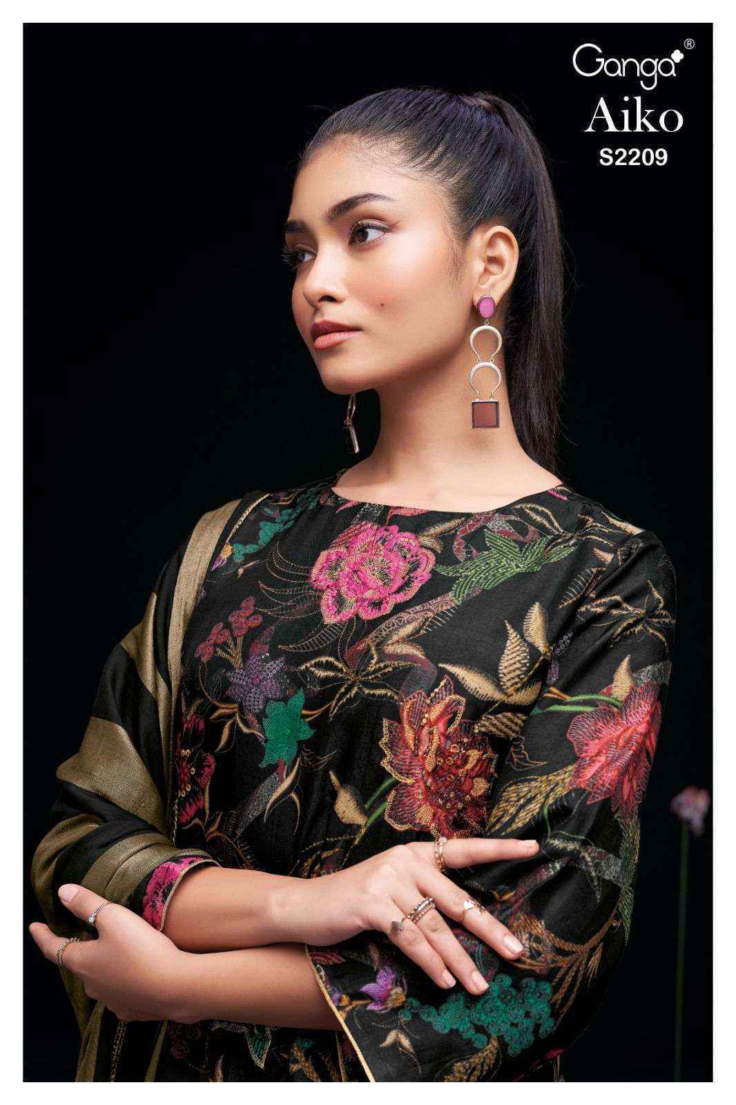 Ganga Aiko Russian Silk Dress Material (3 pcs Catalogue)
