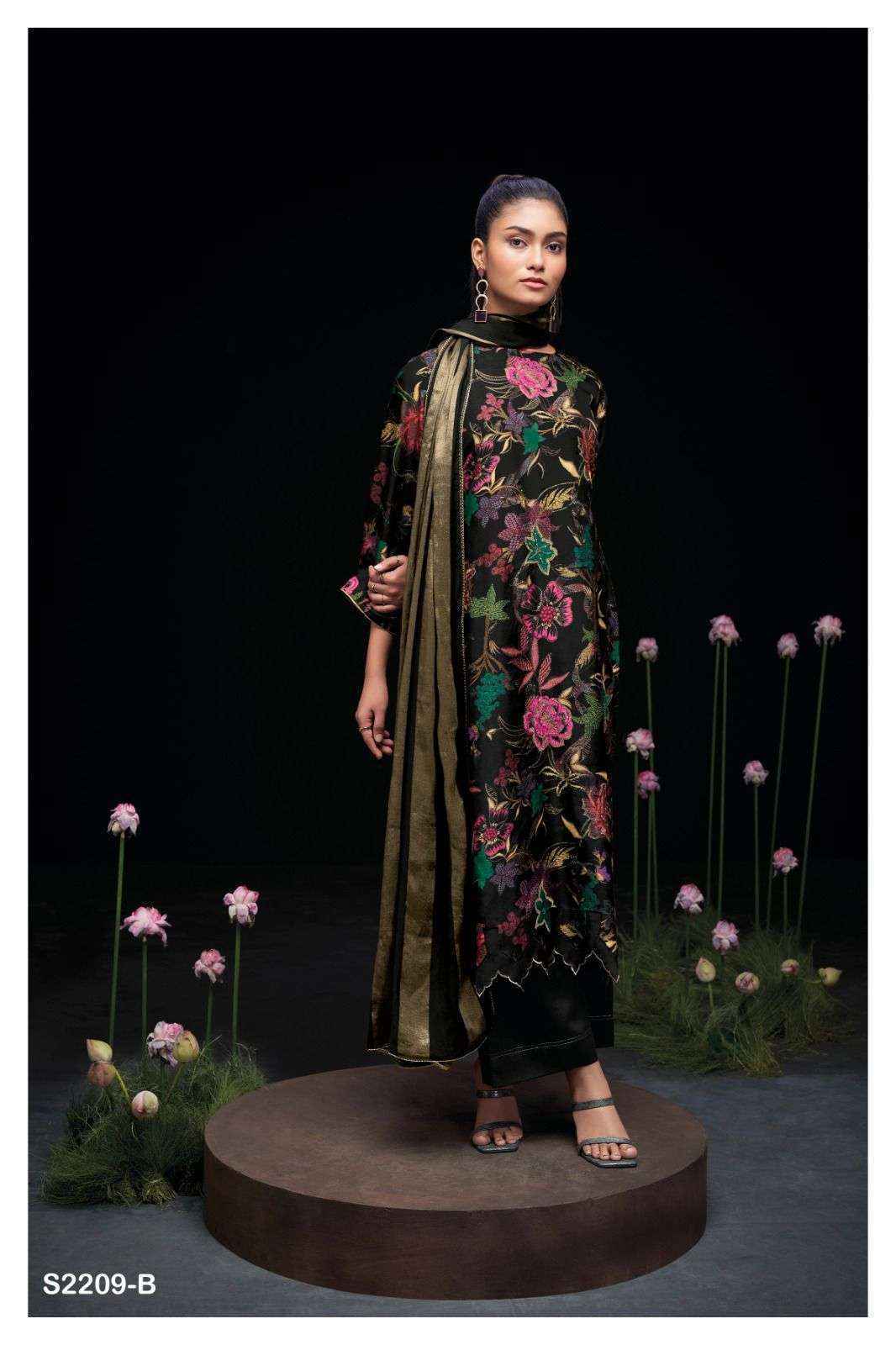 Ganga Aiko Russian Silk Dress Material (3 pcs Catalogue)