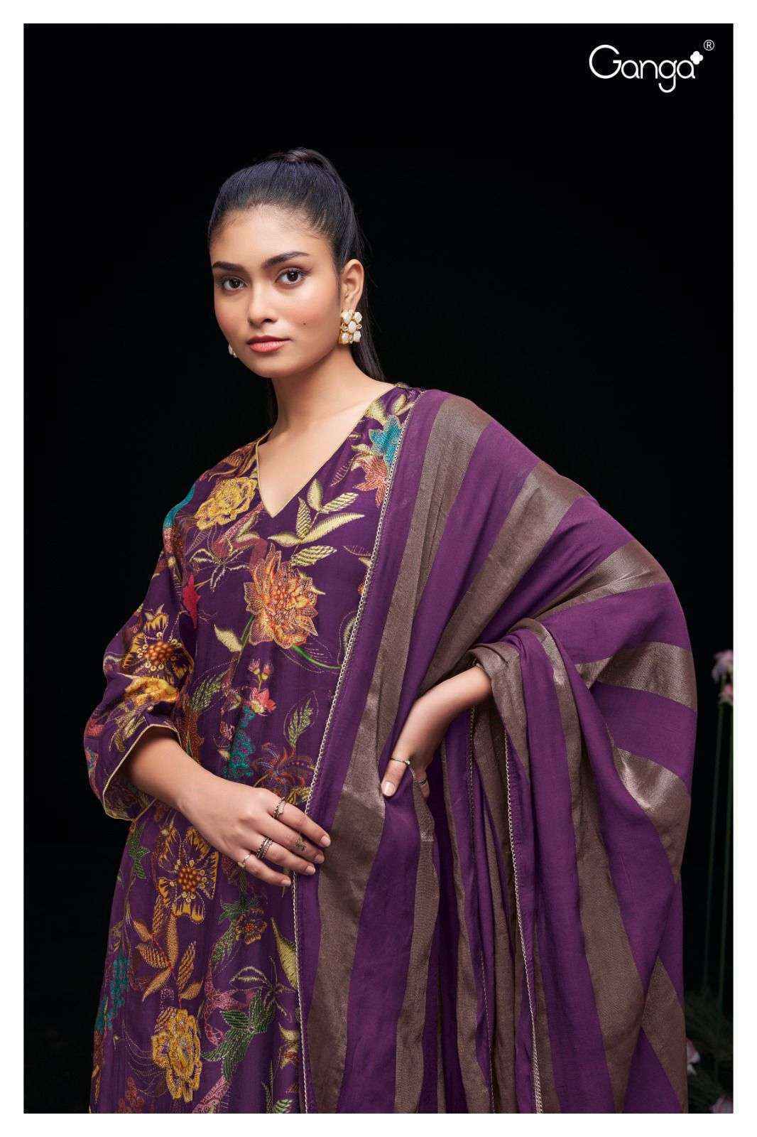 Ganga Aiko Russian Silk Dress Material (3 pcs Catalogue)