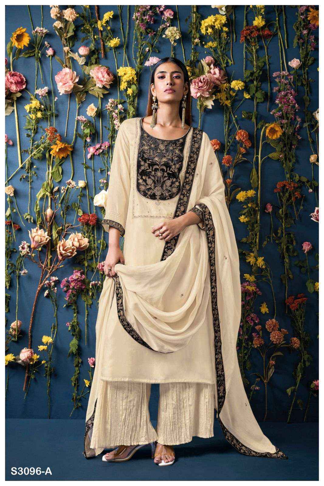 Ganga Pranjal-3096 Bamberg Silk Dress Material (2 pcs Catalogue)
