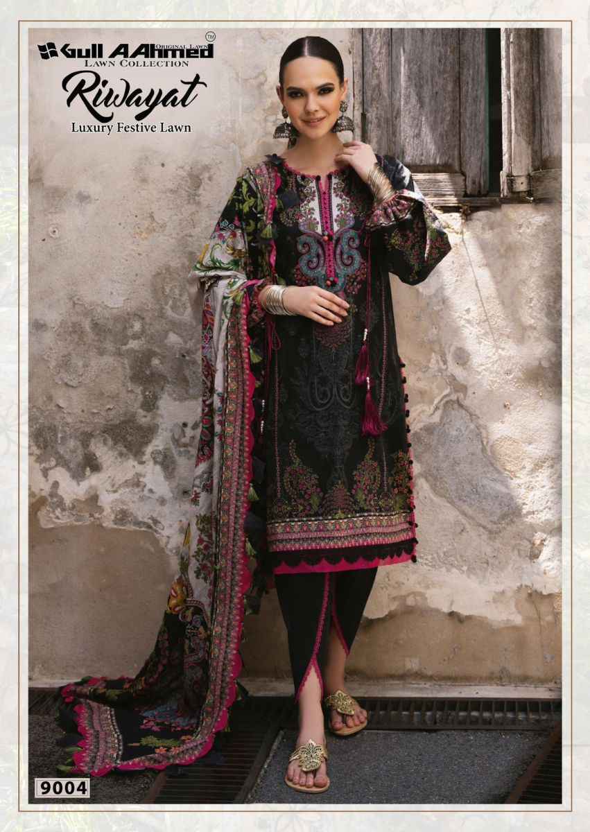 Gull Aahmed Riwayat Vol-9 Lawn Cotton Dress Material (6 pcs Catalogue)