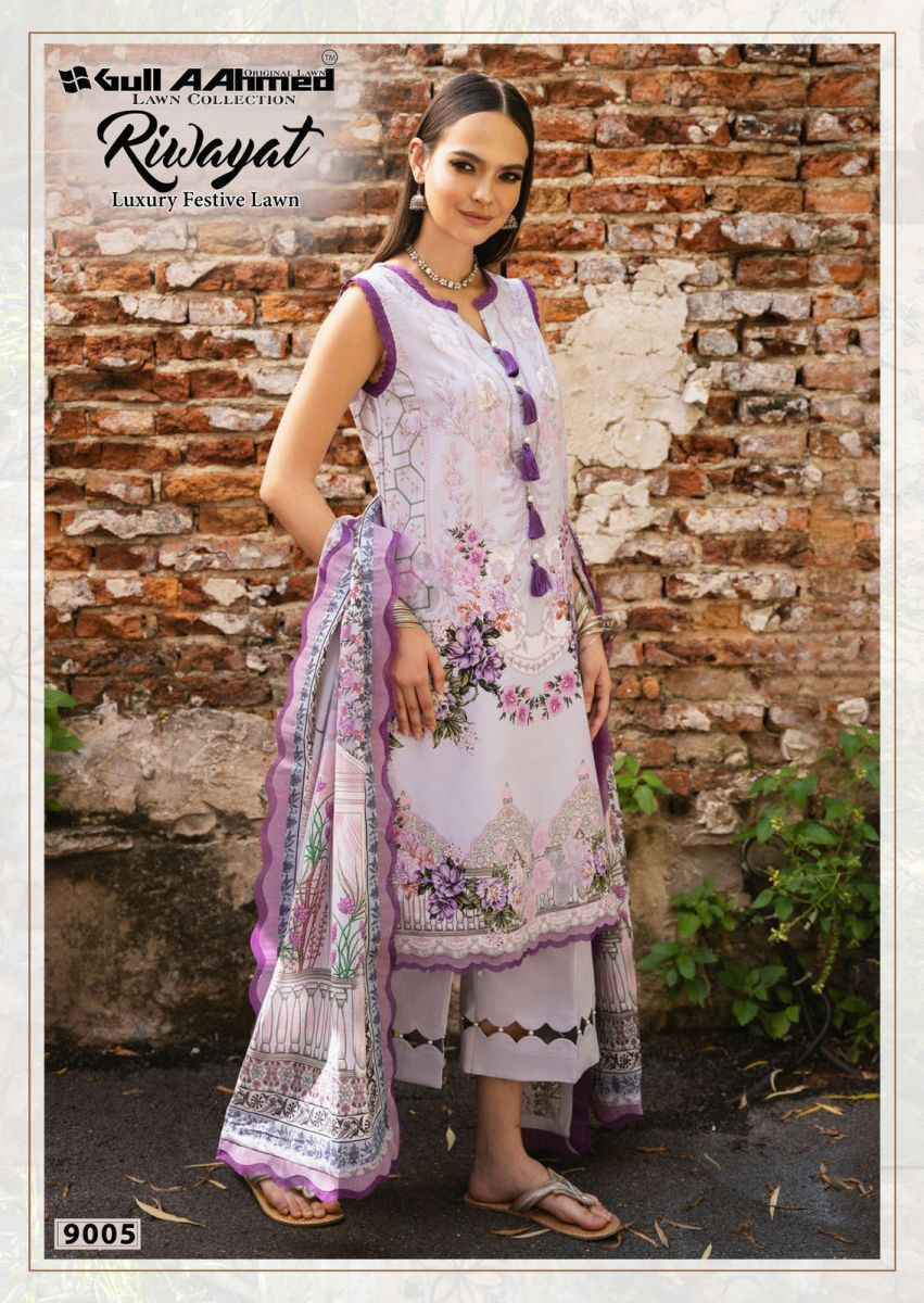 Gull Aahmed Riwayat Vol-9 Lawn Cotton Dress Material (6 pcs Catalogue)