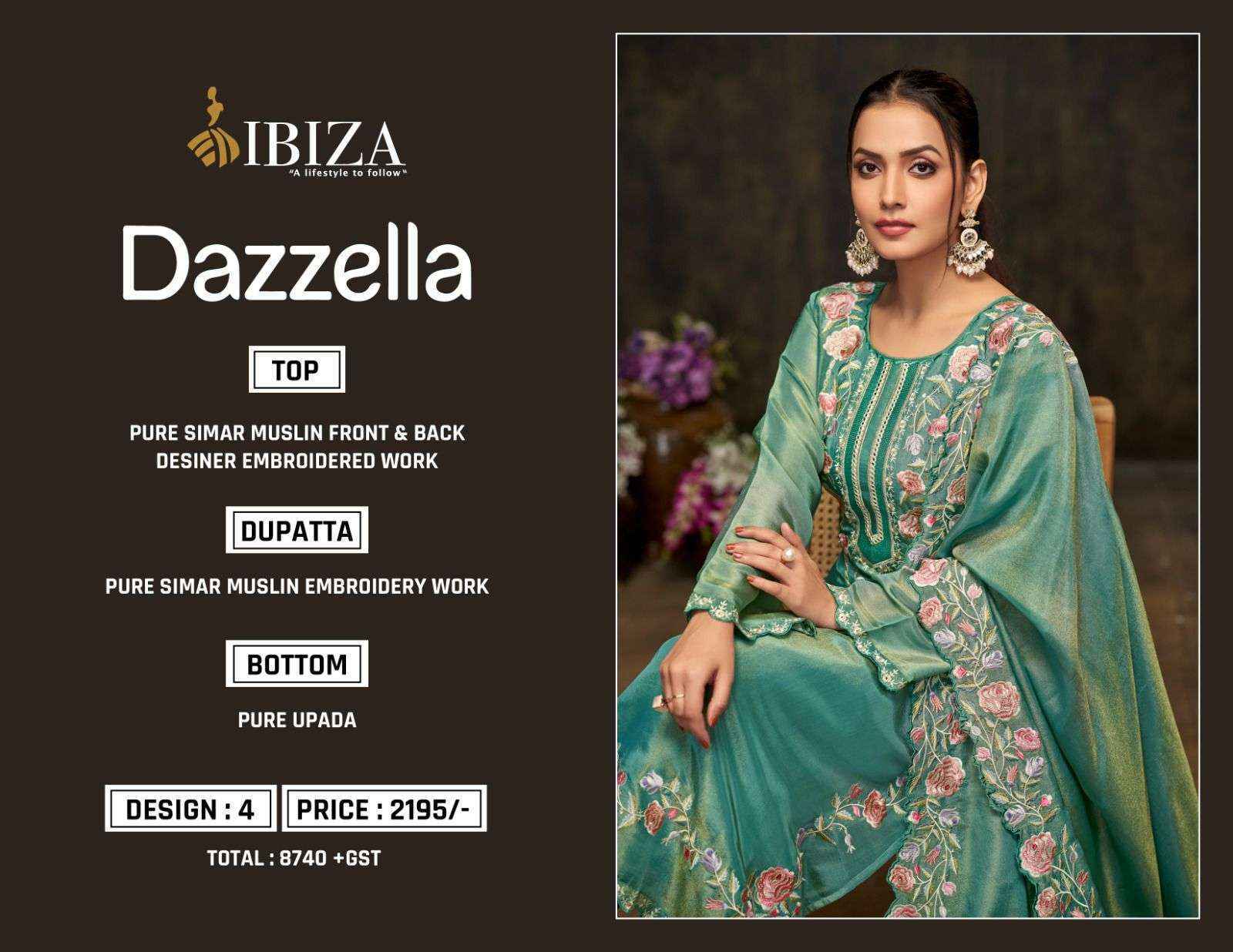 Ibiza Dazzella Muslin Dress Material (4 pcs Catalogue)