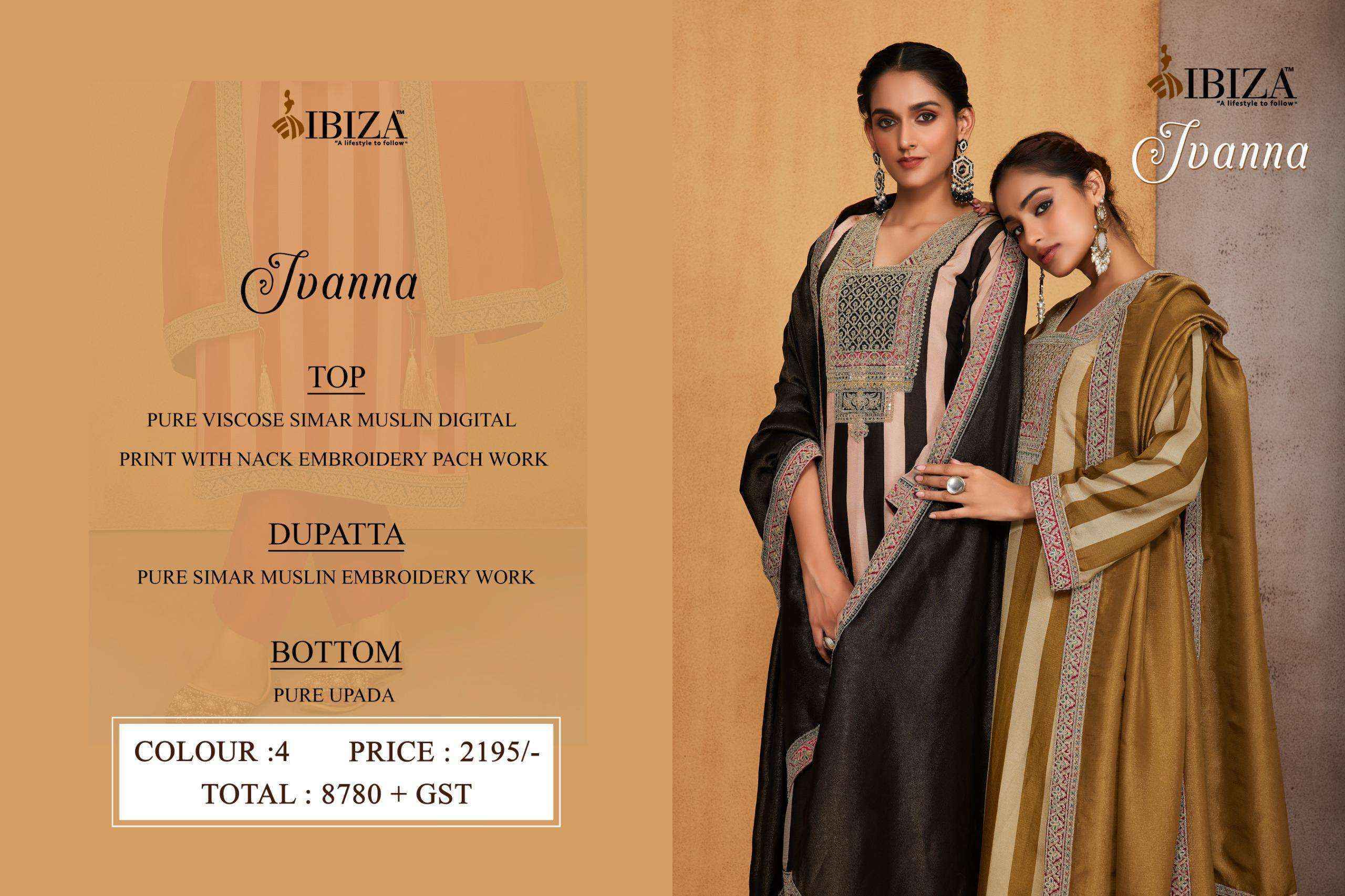 Ibiza Ivanna Viscouse Dress Material (4 pcs Catalogue)