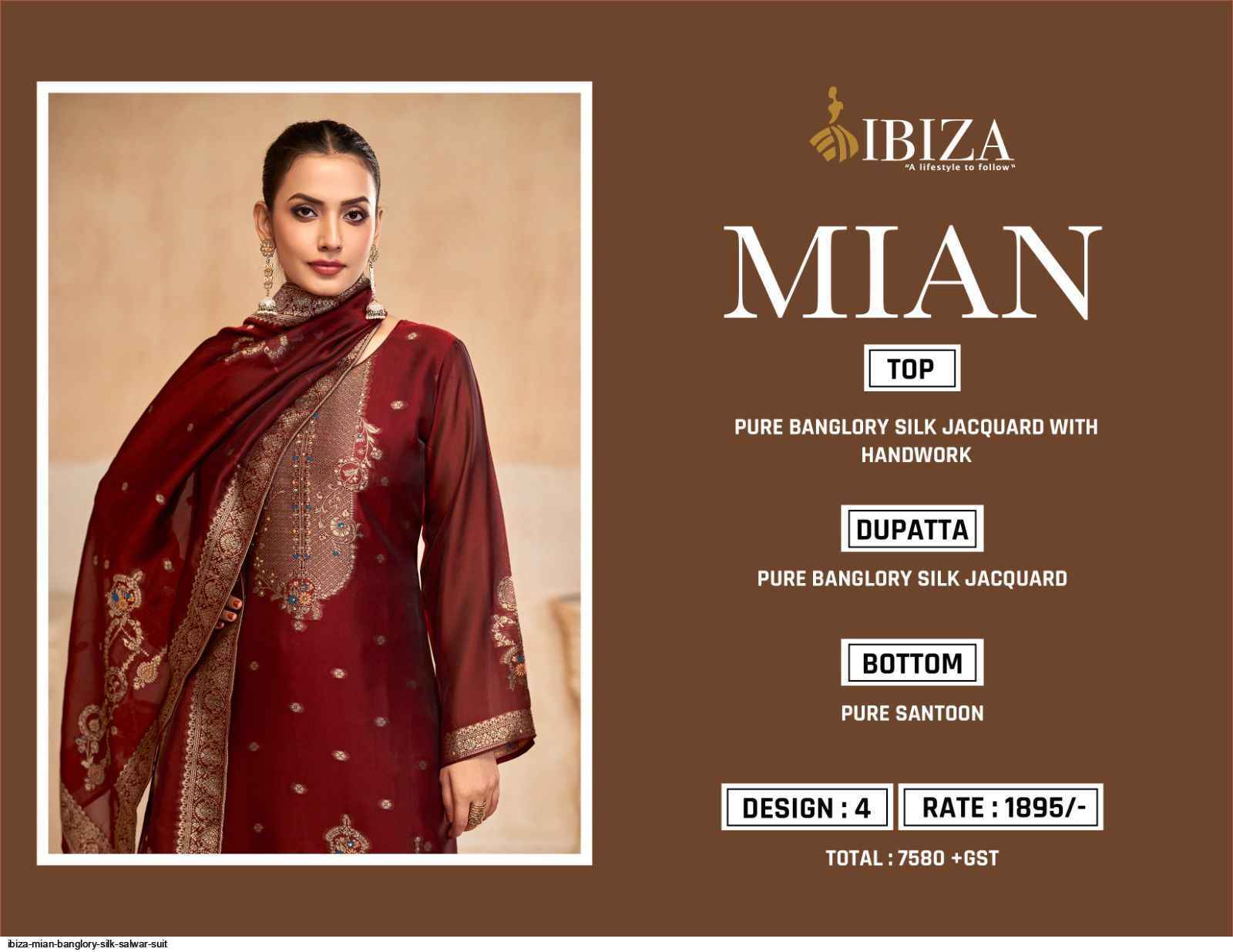 Ibiza Mian Banglory Silk Dress Material (4 pcs Catalogue)