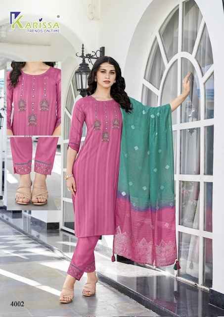 Karissa Opel Vol-4 Viscouse Rayon Readymade Suit (6 pcs Catalogue)