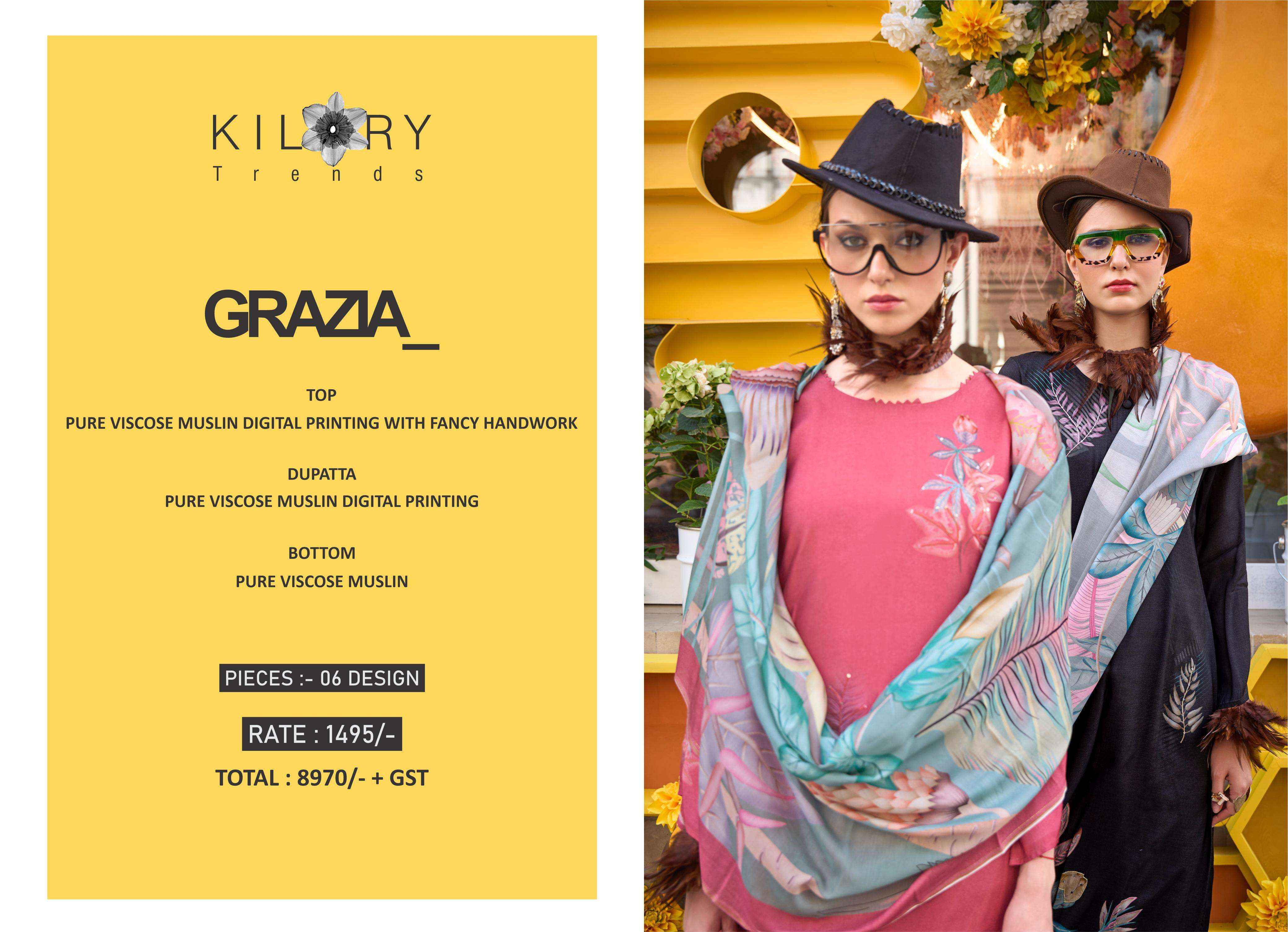 Kilory Trendz Grazia Muslin Dress Material (6 pcs Catalogue)