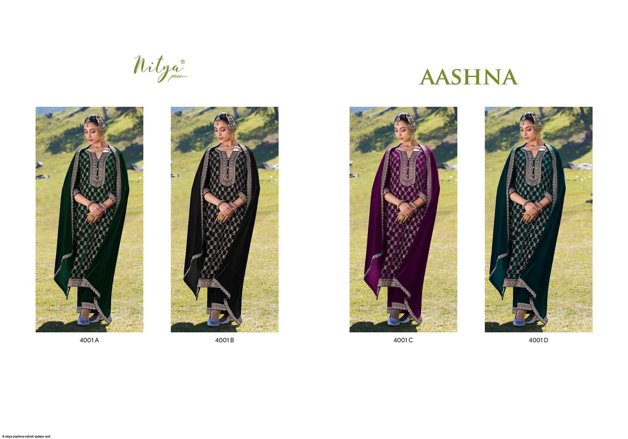 LT Nitya Aashna Velvet Dress Material (4 pcs Catalogue)