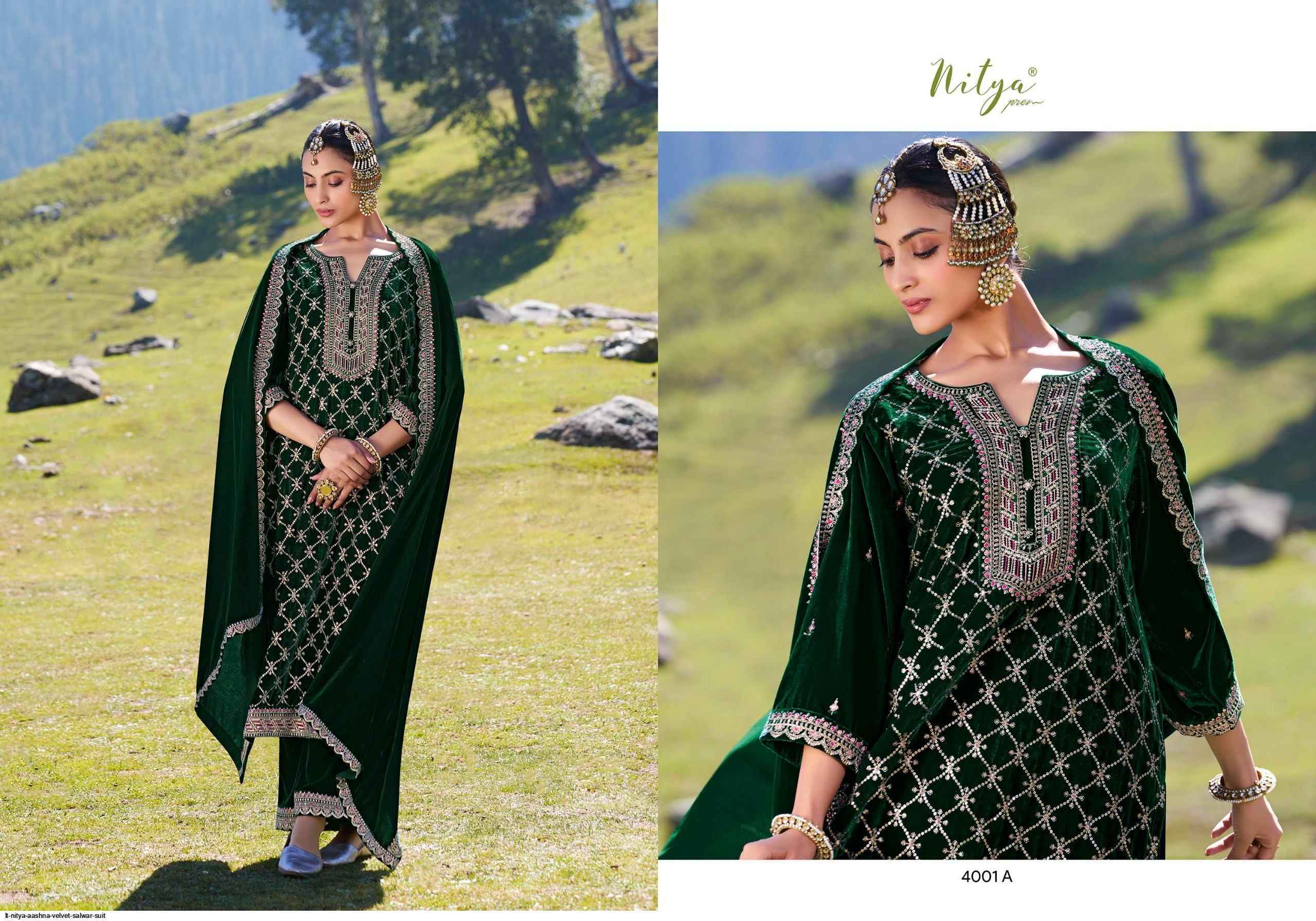 LT Nitya Aashna Velvet Dress Material (4 pcs Catalogue)